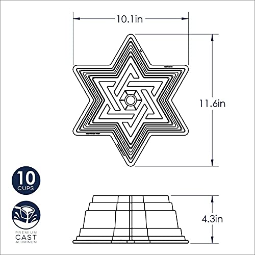 Foto 6 pulgar | Bundt Pan Nordic Ware Star Of David, Aluminio Fundido De 2,4 L - Venta Internacional.
