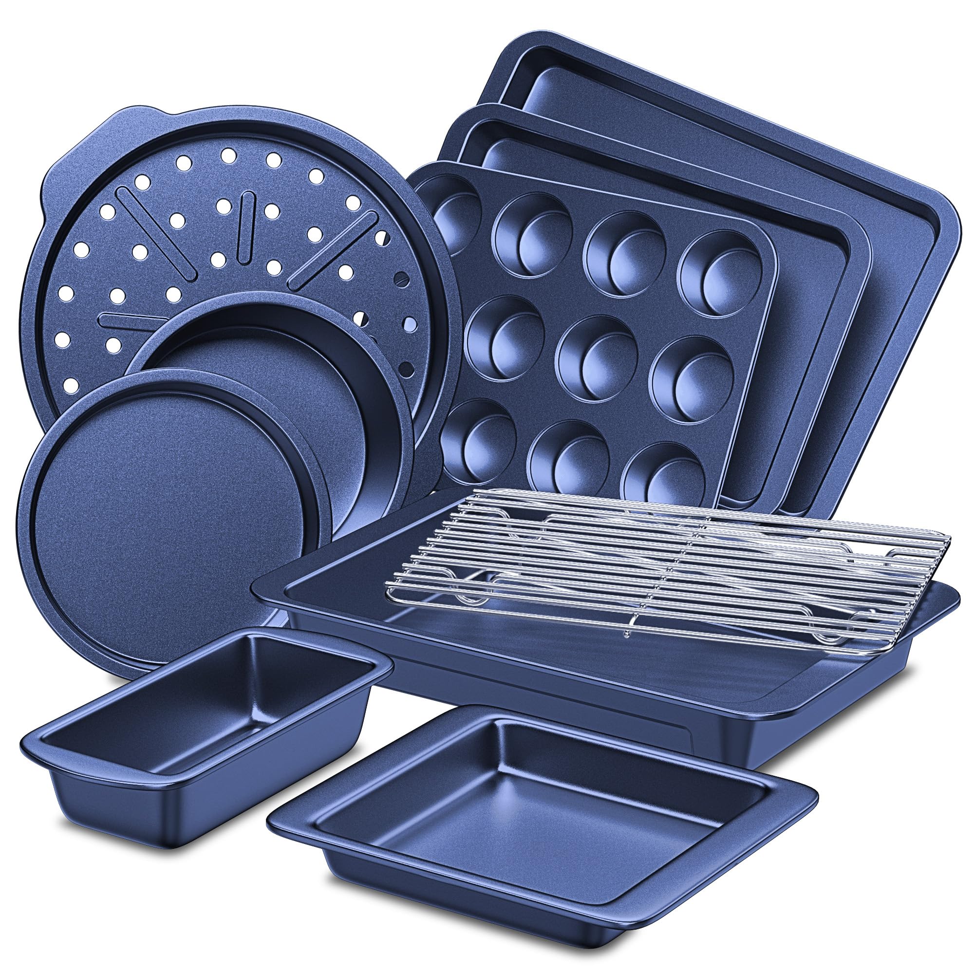 Foto 1 | Juego De Utensilios Para Hornear Hongbake, Sartén Antiadherente De 10 Piezas Con Rejilla, B - Venta Internacional.