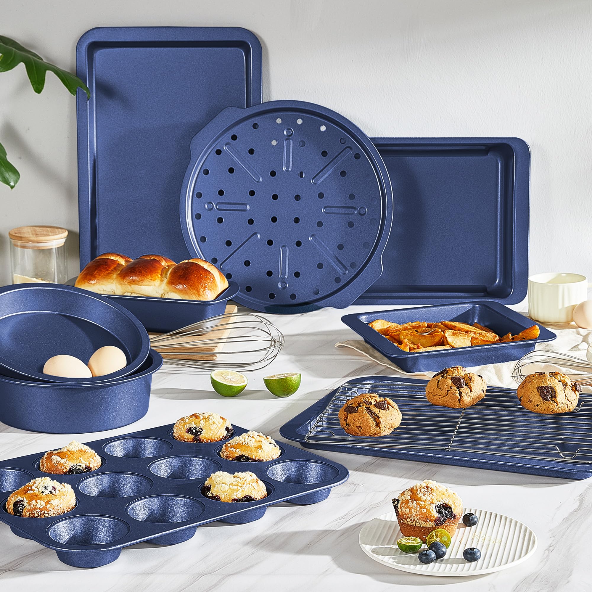 Foto 2 | Juego De Utensilios Para Hornear Hongbake, Sartén Antiadherente De 10 Piezas Con Rejilla, B - Venta Internacional.