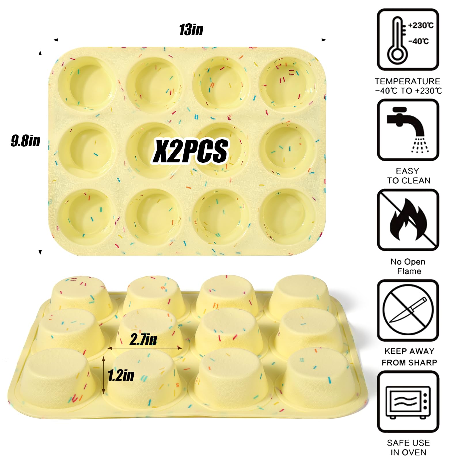 Foto 5 | Moldes De Silicona Palksky Para Picar Huevos, Paquete De 2 Moldes Para Magdalenas Con 12 Cavidades P - Venta Internac