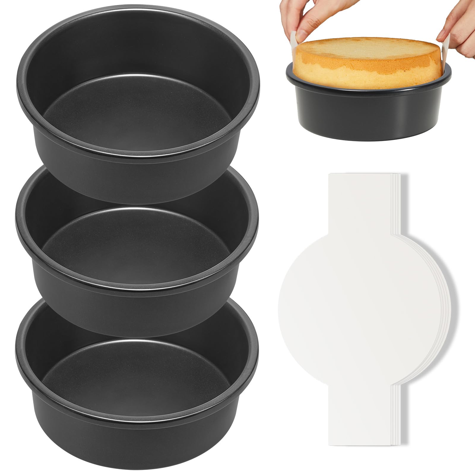 Foto 2 pulgar | Juego De Moldes Para Tartas Hongbake, Redondos, Antiadherentes, 15 Cm, Con Papel Pergamino - Venta Internacional.