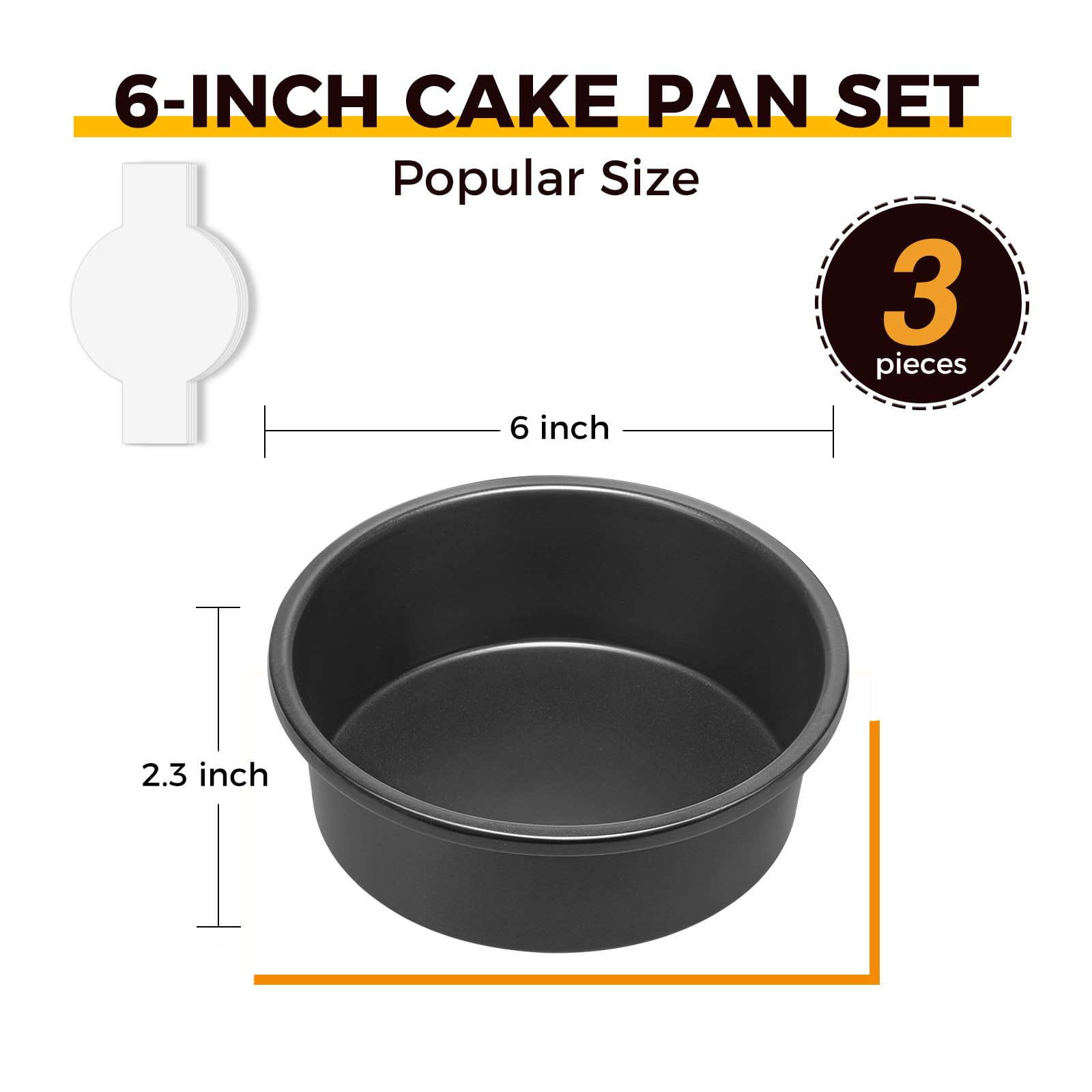 Foto 8 pulgar | Juego De Moldes Para Tartas Hongbake, Redondos, Antiadherentes, 15 Cm, Con Papel Pergamino - Venta Internacional.