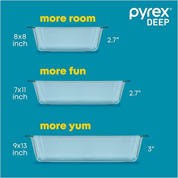 Foto 3 pulgar | Plato Para Hornear De Vidrio Pyrex Deep Con Tapa De Plástico  8 X 8 Pulgadas  Transparente - Venta Internacional.