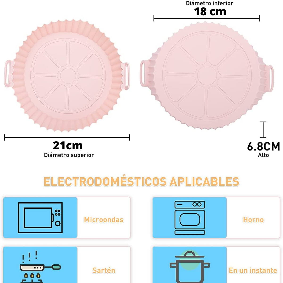Foto 4 pulgar | Molde Silicon Freidora Aire Circular Reutilizable 3 Piezas
