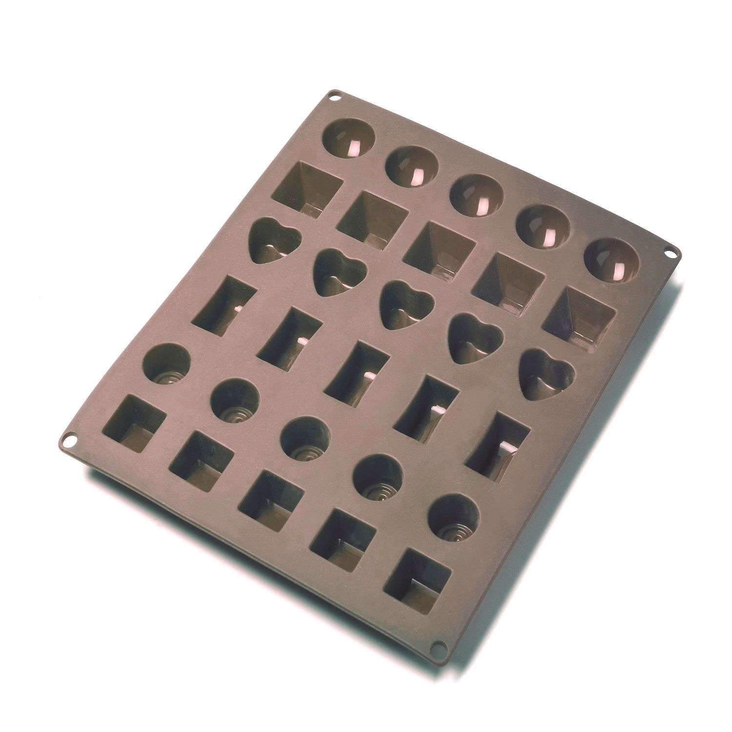 Molde de Silicona Press 77310 color Marrón para 30 Chocolates 23.7x27.2x1.5 cm