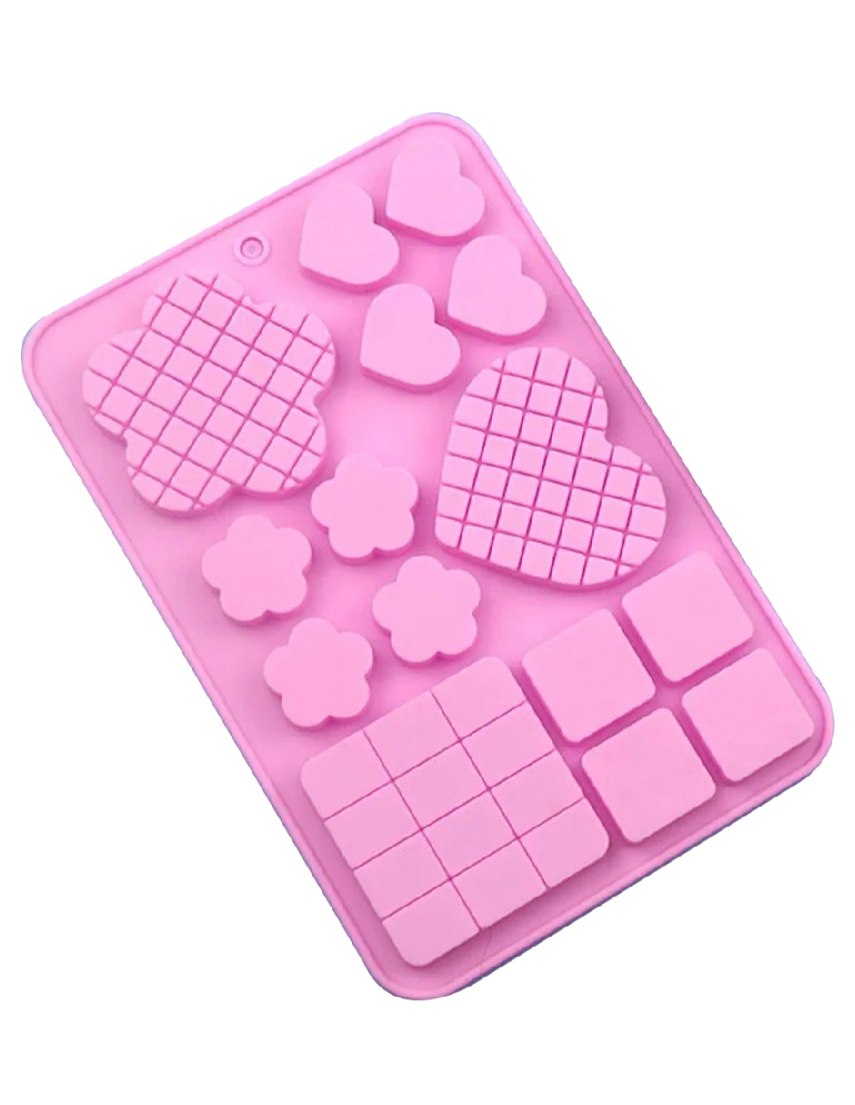 Foto 2 pulgar | Molde de Silicón Aleissi Rosa con Figuras de Corazón Waffle Vela