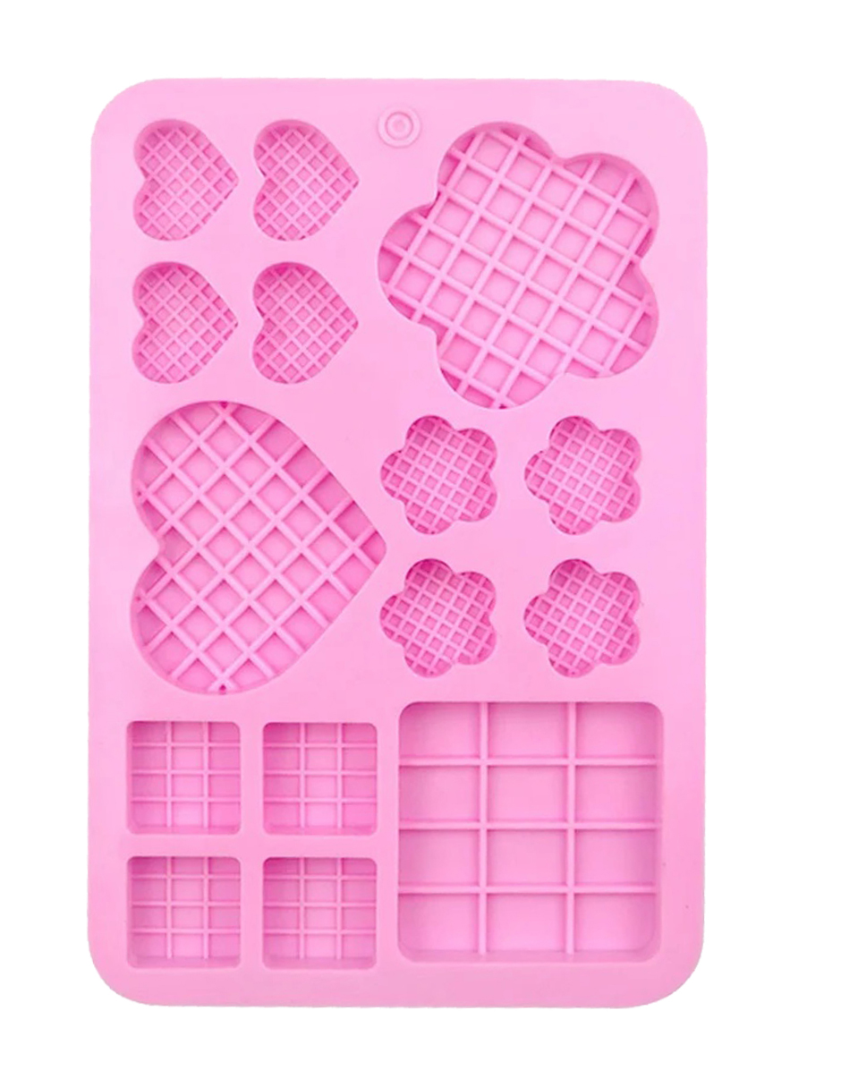 Foto 3 pulgar | Molde de Silicón Aleissi Rosa con Figuras de Corazón Waffle Vela