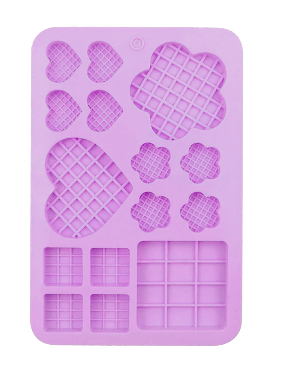 Foto 3 pulgar | Molde de Silicón Aleissi Lila con Figuras de Corazón Waffle Vela