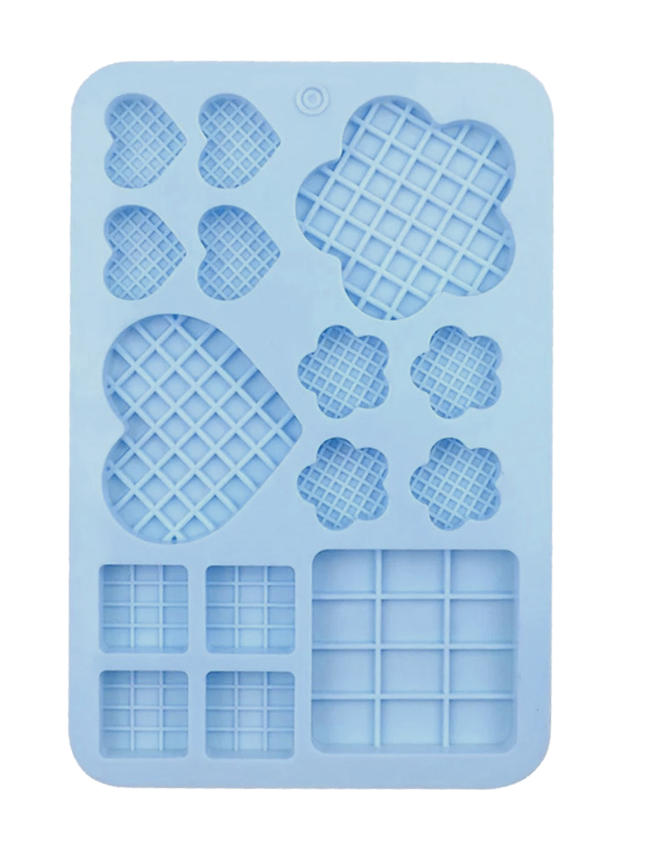 Foto 3 pulgar | Molde de Silicón Aleissi Azul con Figuras de Corazón Waffle Vela