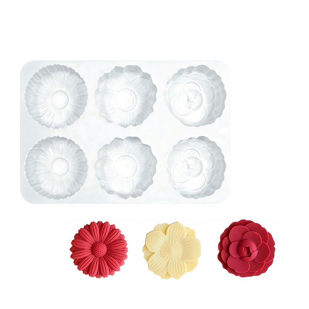 Molde De Silicón Para Hornear 6 Flores, Libre De Bpa