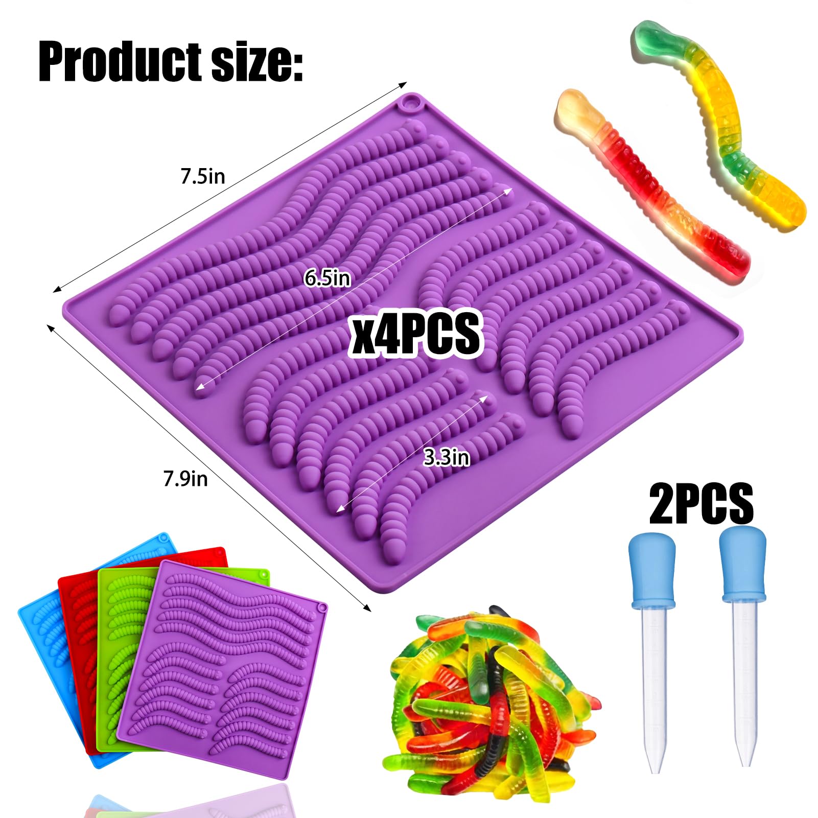 Foto 7 pulgar | Moldes de Silicón para Gomitas Palksky 4 Piezas- Venta Internacional