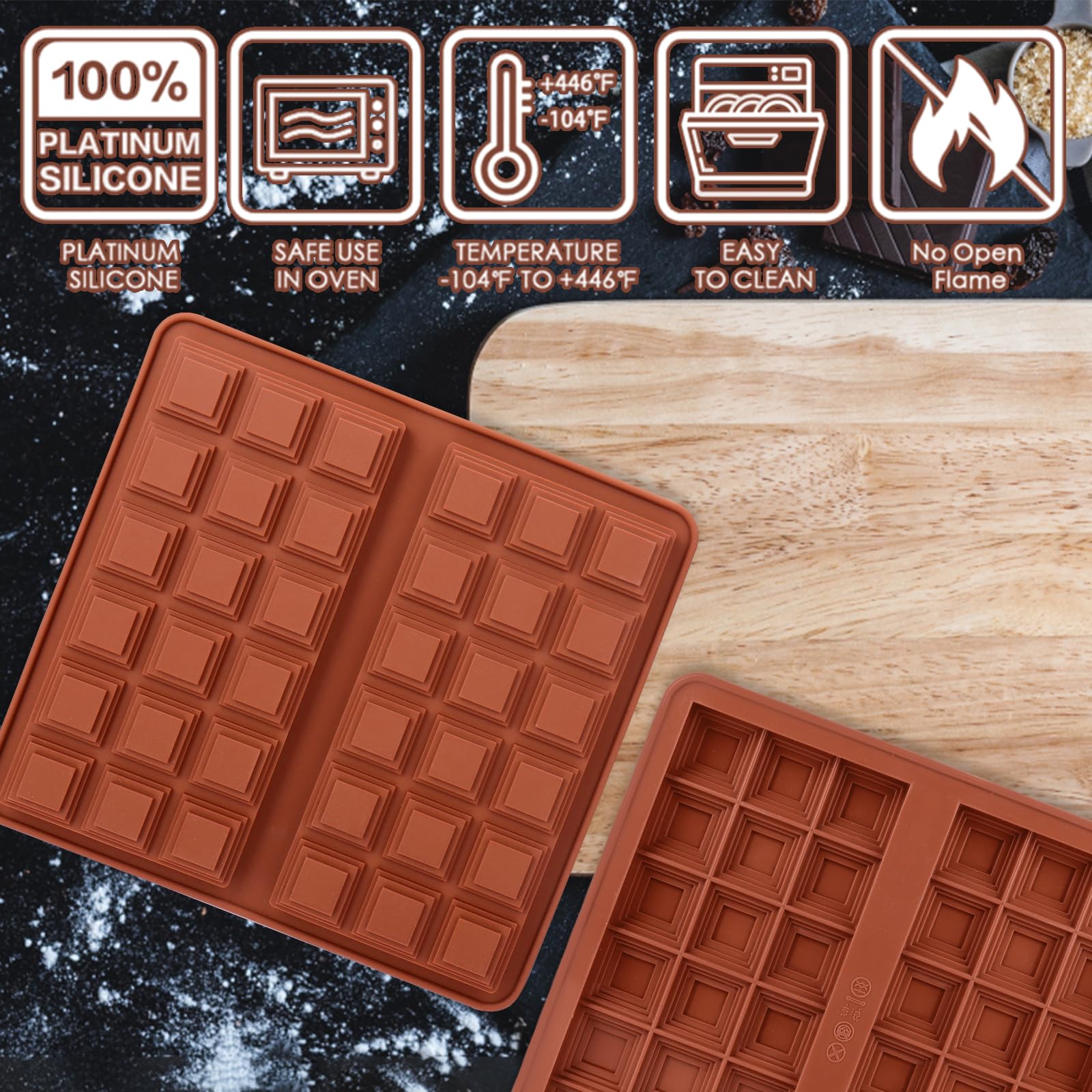 Foto 5 | Molde Para Barras De Chocolate Palksky, Grande, Profundo, Silicona De Dubái - Venta Internacional.