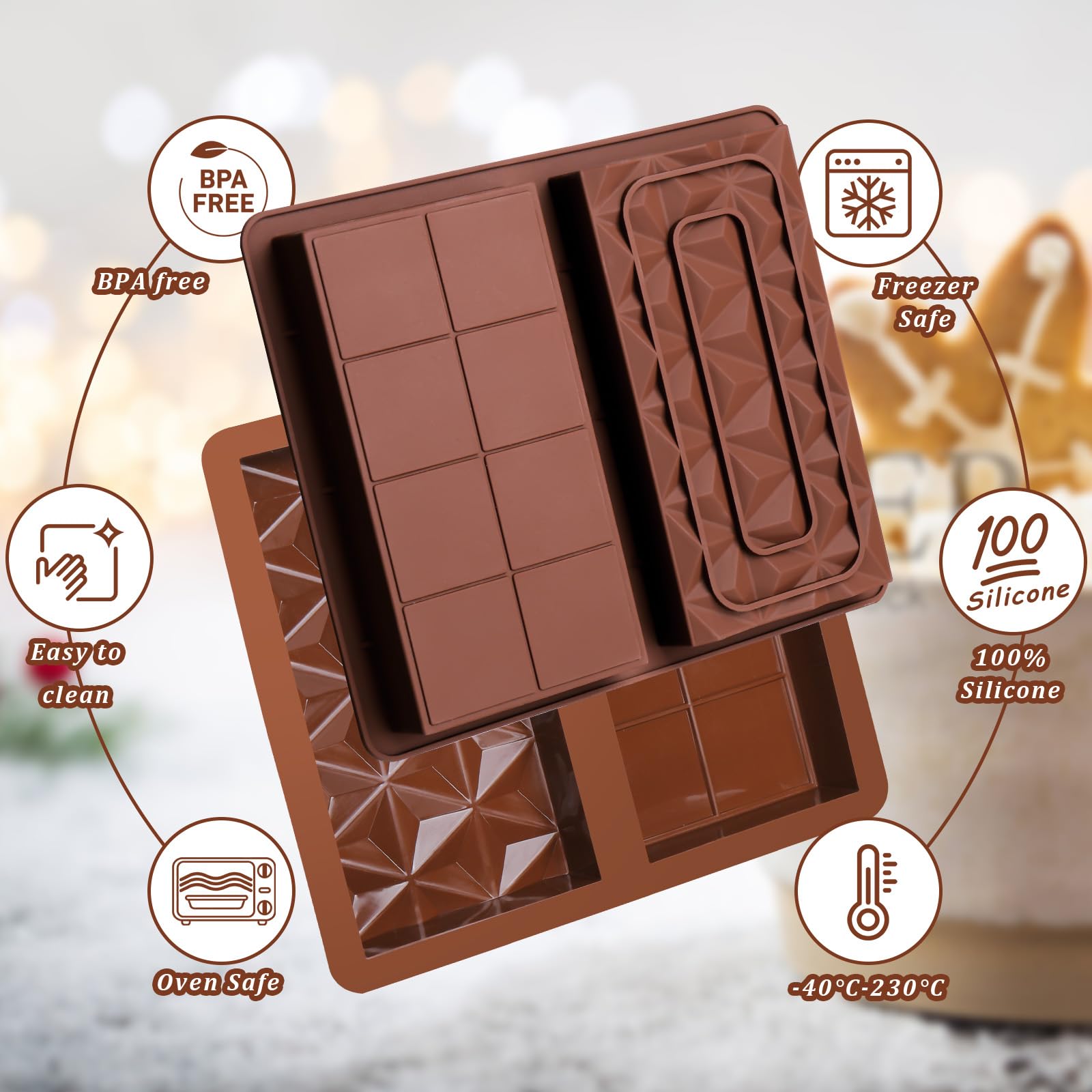 Foto 6 | Molde Para Barras De Chocolate Mity Rain, De Silicona Antiadherente, Gruesa Y Profunda - Venta Internacional.
