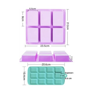 Foto 2 | Moldes De Silicon Rectangulares 6 Cavidades Jabones,repostería 4 Piezas Lab.g Multicolor