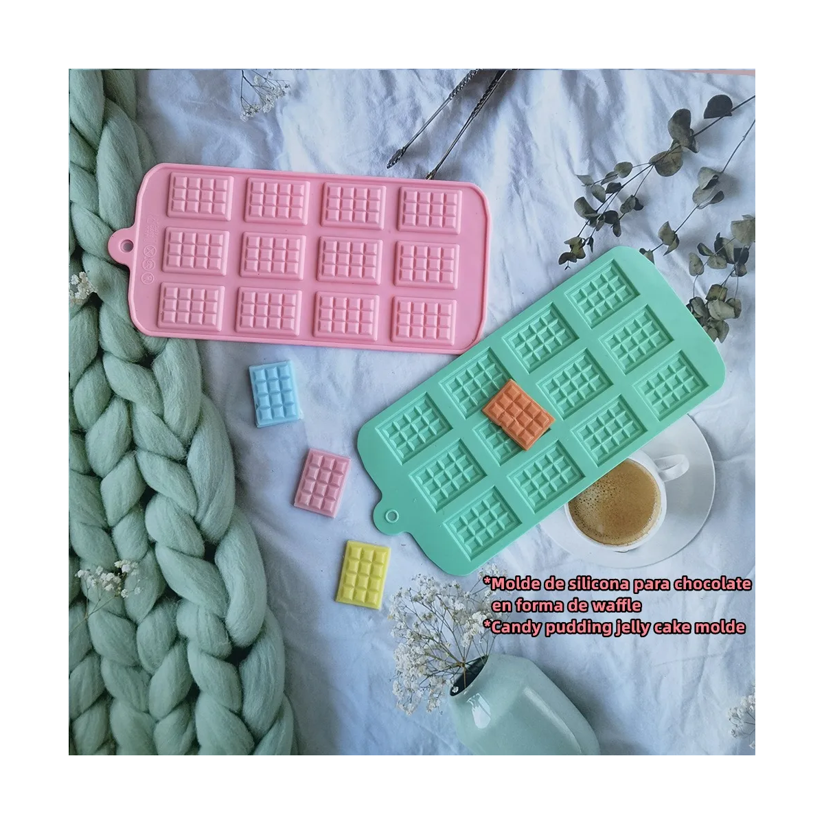 Foto 4 pulgar | Moldes De Silicon Rectangulares 6 Cavidades Jabones,repostería 4 Piezas Lab.g Multicolor