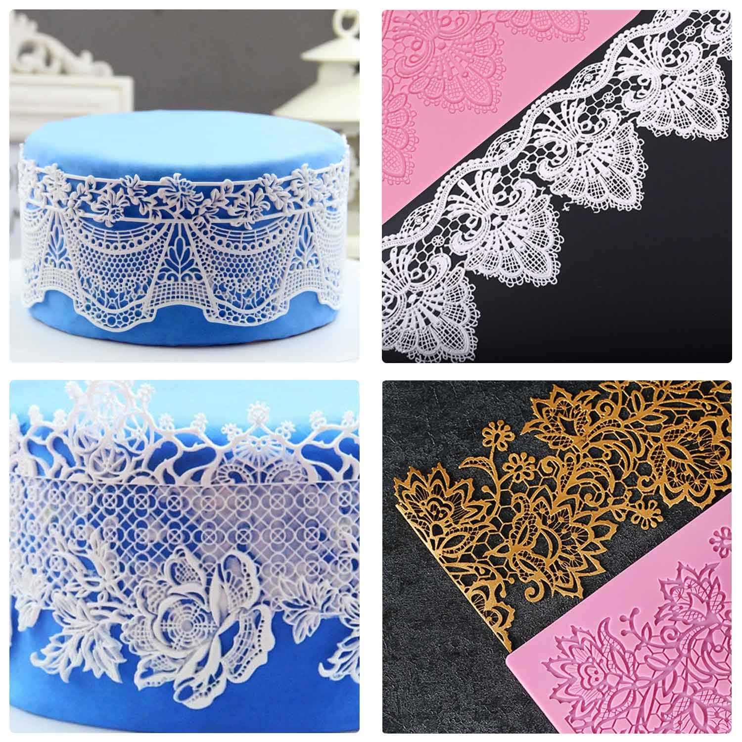 Foto 7 | Moldes De Encaje Para Fondant De Silicona Beasea Para Decoración De Tartas  5 Unidades - Venta Internacional.