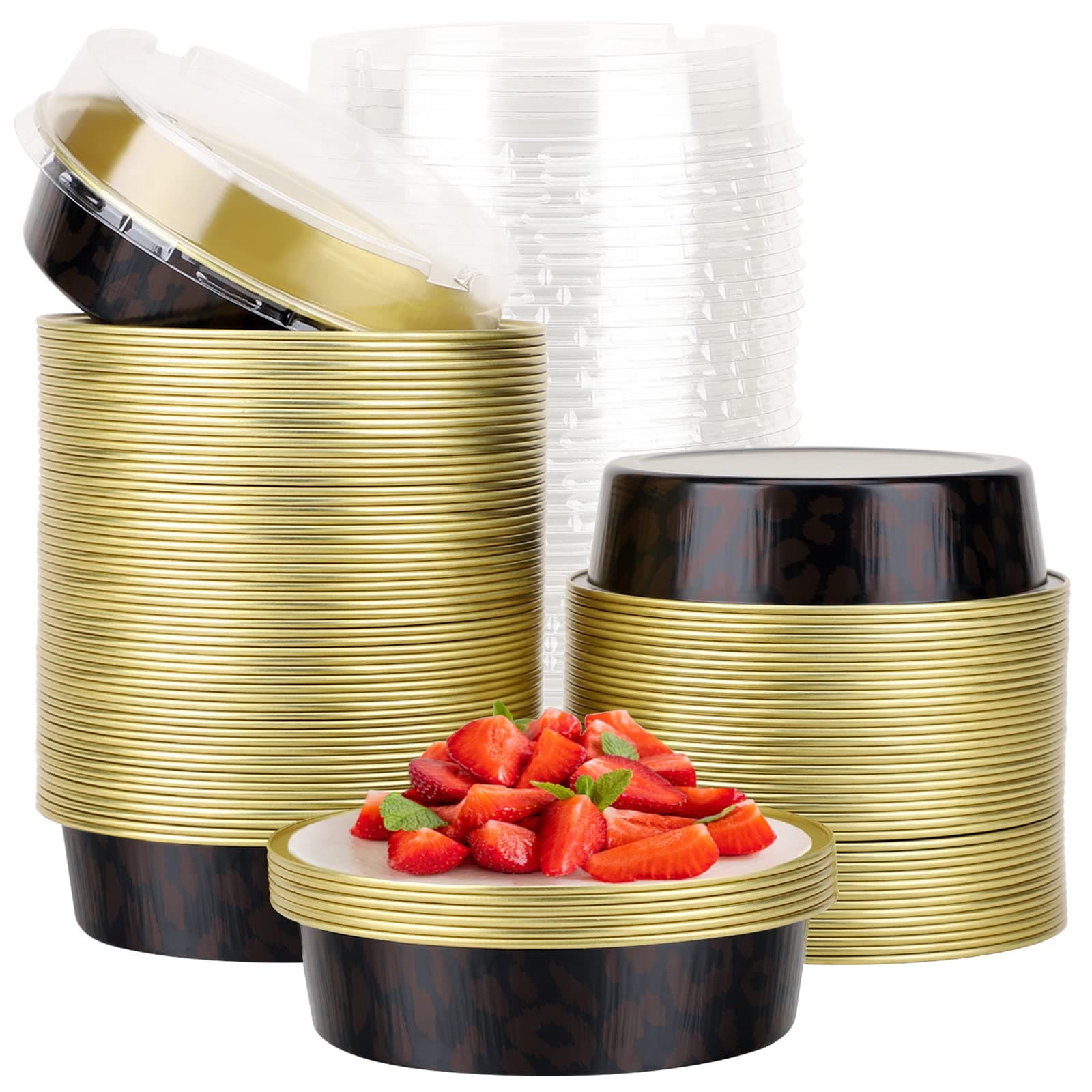 Moldes para Tartas Beasea 100 Unidades 240 ml Papel de Aluminio con Tapas de 10 cm - Venta Internacional $1,349
