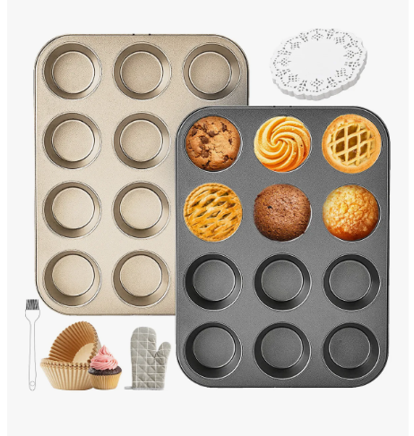 2pcs Xtellar Charolas Para Cupcakes Antiadherente24 Moldes Cupcakes Equipado Con 50 Tazas De Magdalena 150 Pieza