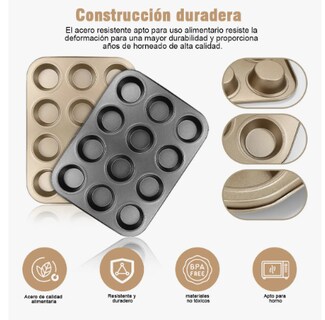 Foto 2 | 2pcs Xtellar Charolas Para Cupcakes Antiadherente24 Moldes Cupcakes Equipado Con 50 Tazas De Magdalena 150 Pieza