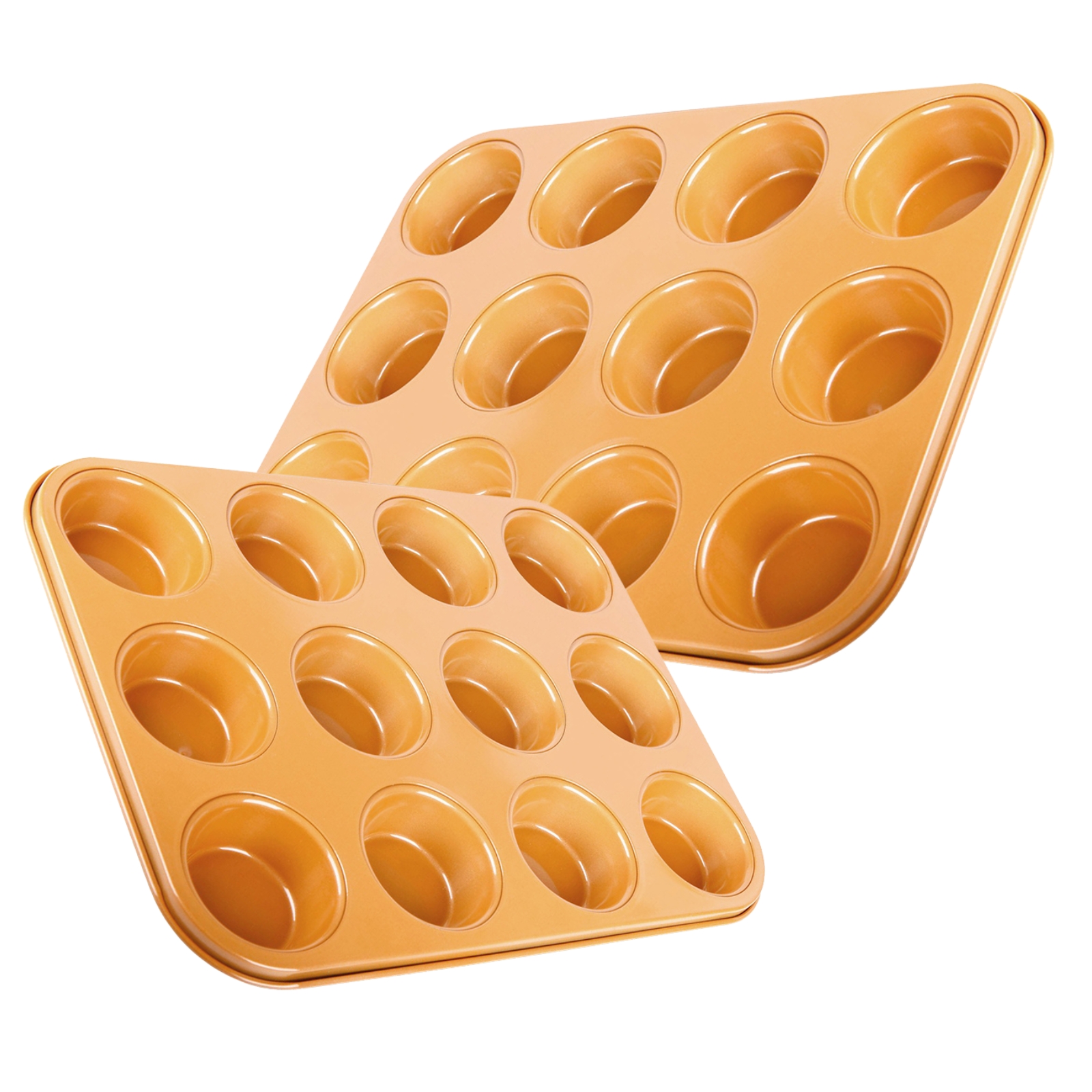 Moldes Para Hornear De Cobre Antiadherentes 12 Muffins 2pzs