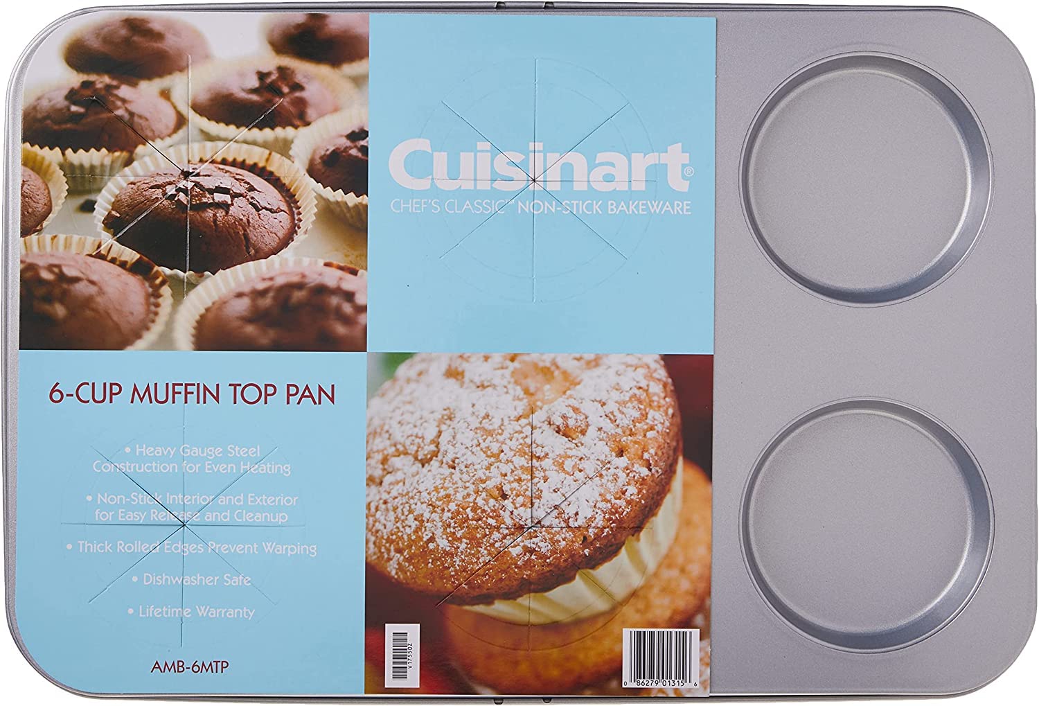 Foto 7 | Sartén Con Tapa Para Magdalenas Cuisinart Chef's Classic, Antiadherente, 6 Tazas, Color Plateado - Venta Internacional.