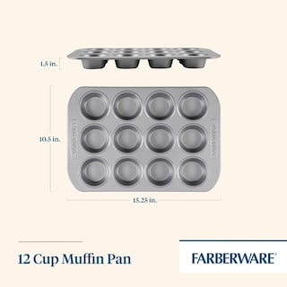 Foto 2 | Molde Para Magdalenas Farberware, Antiadherente, 12 Tazas, Gris - Venta Internacional.
