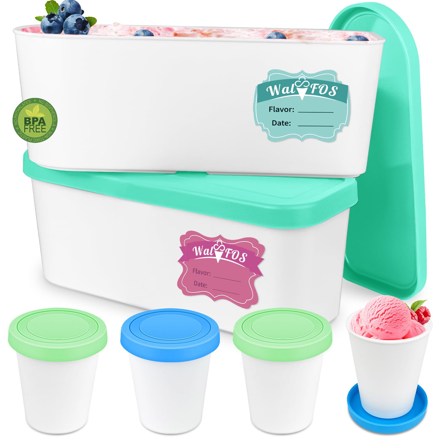 Foto 2 pulgar | Set De Recipientes Para Helado Walfos De 1,5 L Y 240 Ml Con Tapa De Silicona - Venta Internacional.