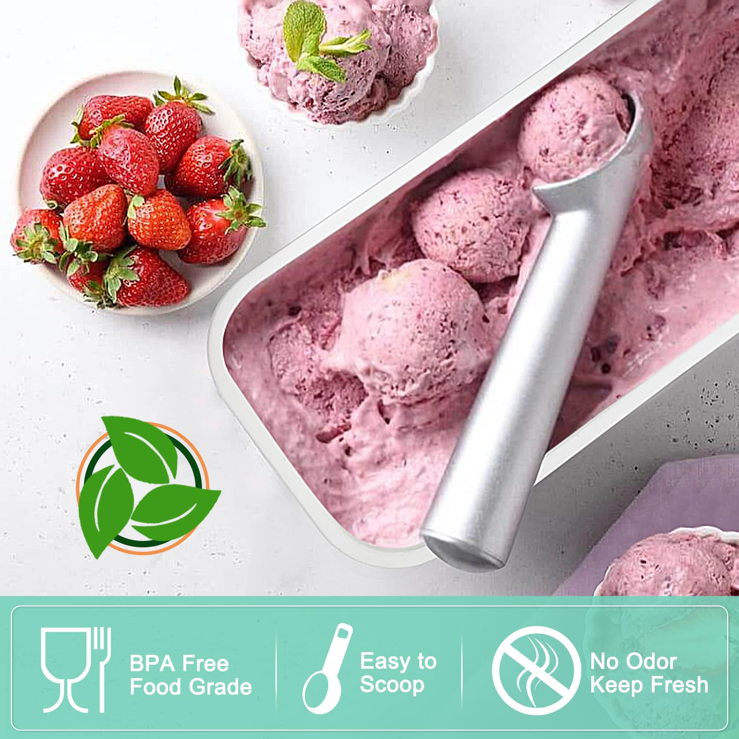 Foto 4 pulgar | Set De Recipientes Para Helado Walfos De 1,5 L Y 240 Ml Con Tapa De Silicona - Venta Internacional.