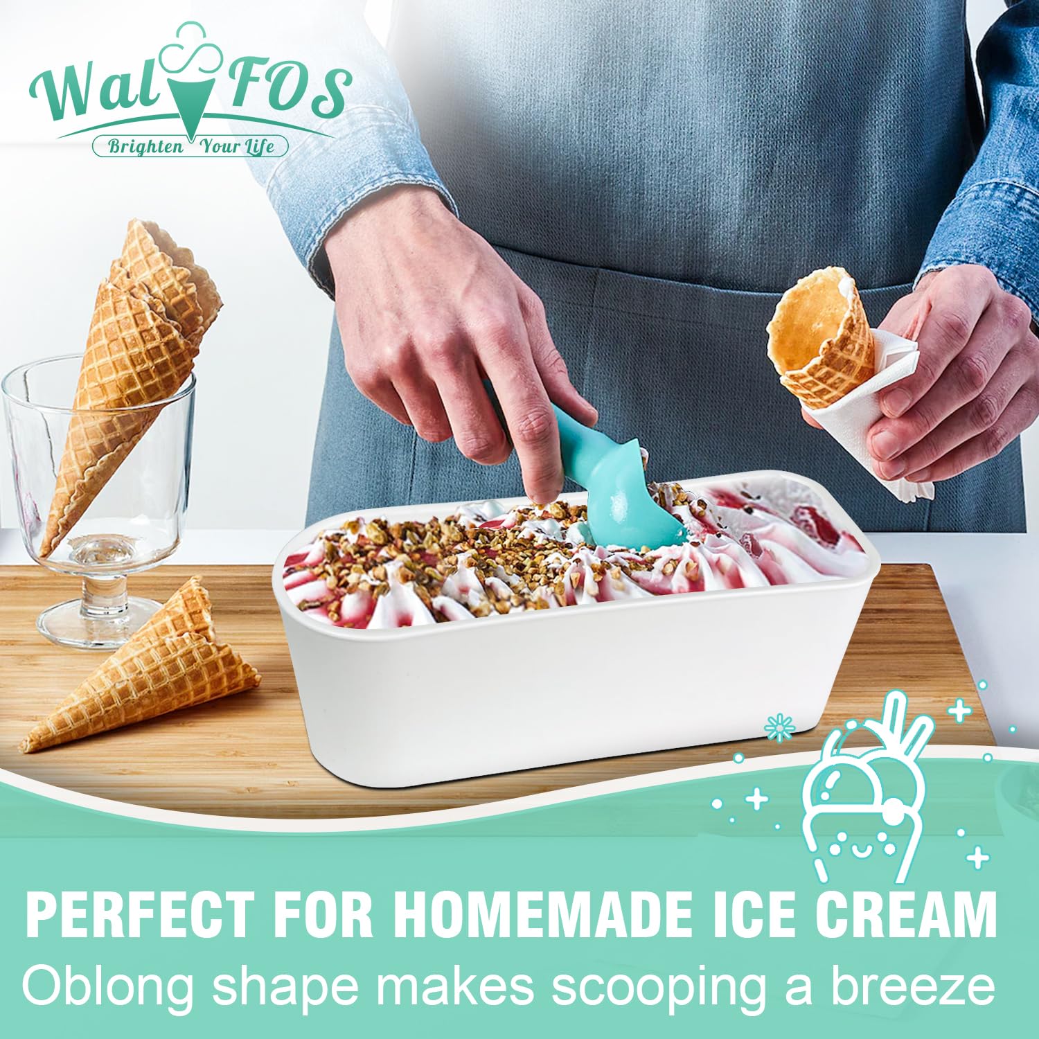 Foto 6 pulgar | Set De Recipientes Para Helado Walfos De 1,5 L Y 240 Ml Con Tapa De Silicona - Venta Internacional.