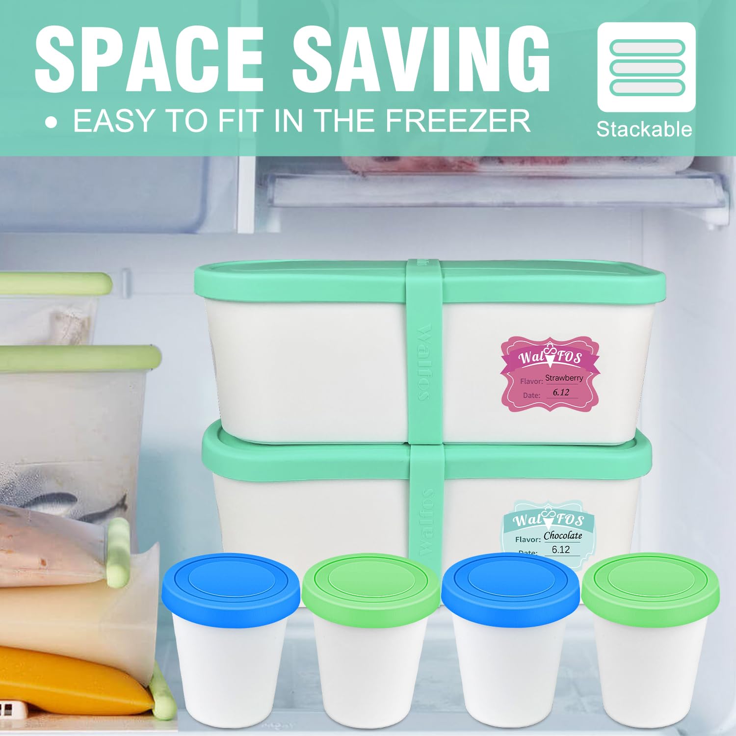 Foto 7 pulgar | Set De Recipientes Para Helado Walfos De 1,5 L Y 240 Ml Con Tapa De Silicona - Venta Internacional.