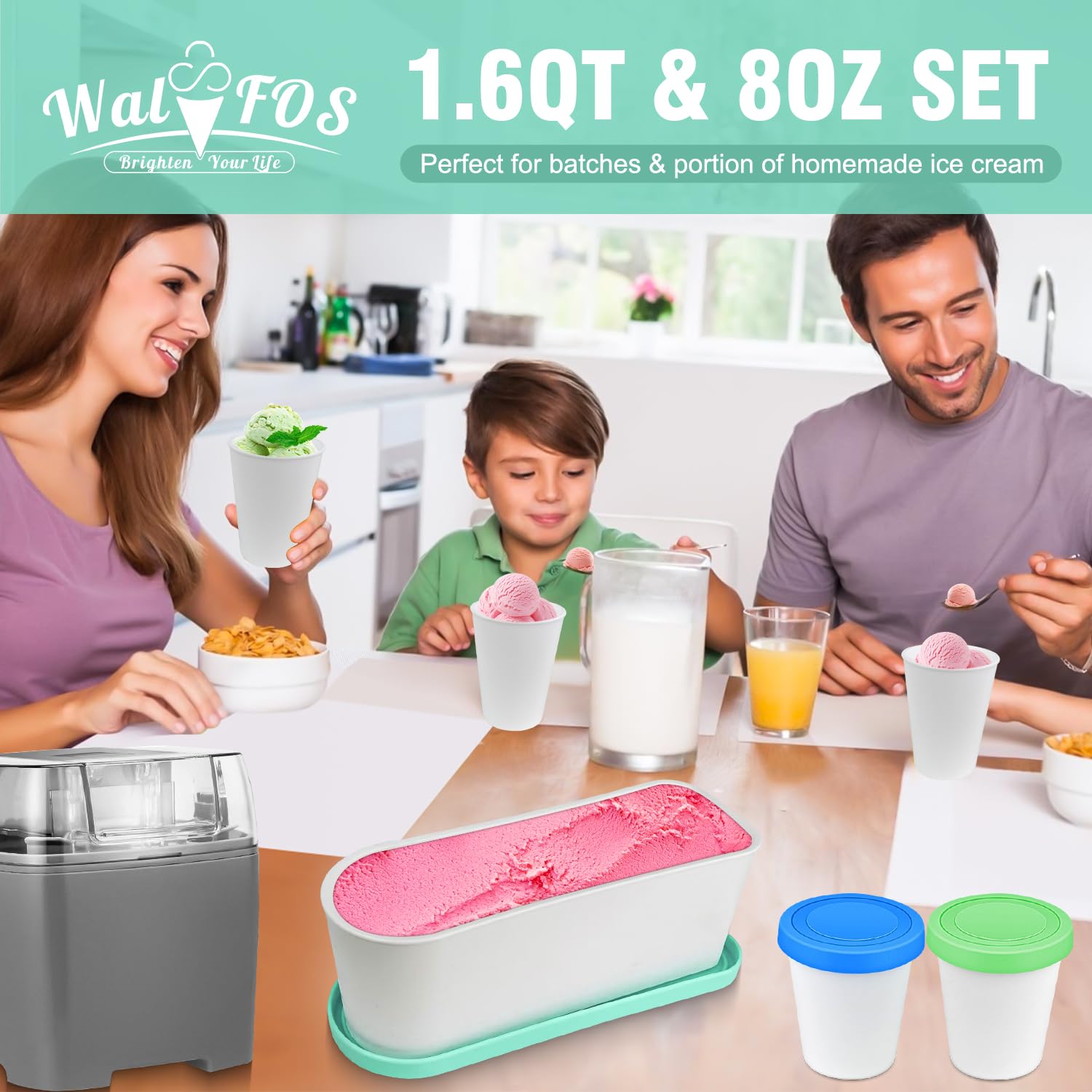 Foto 8 pulgar | Set De Recipientes Para Helado Walfos De 1,5 L Y 240 Ml Con Tapa De Silicona - Venta Internacional.
