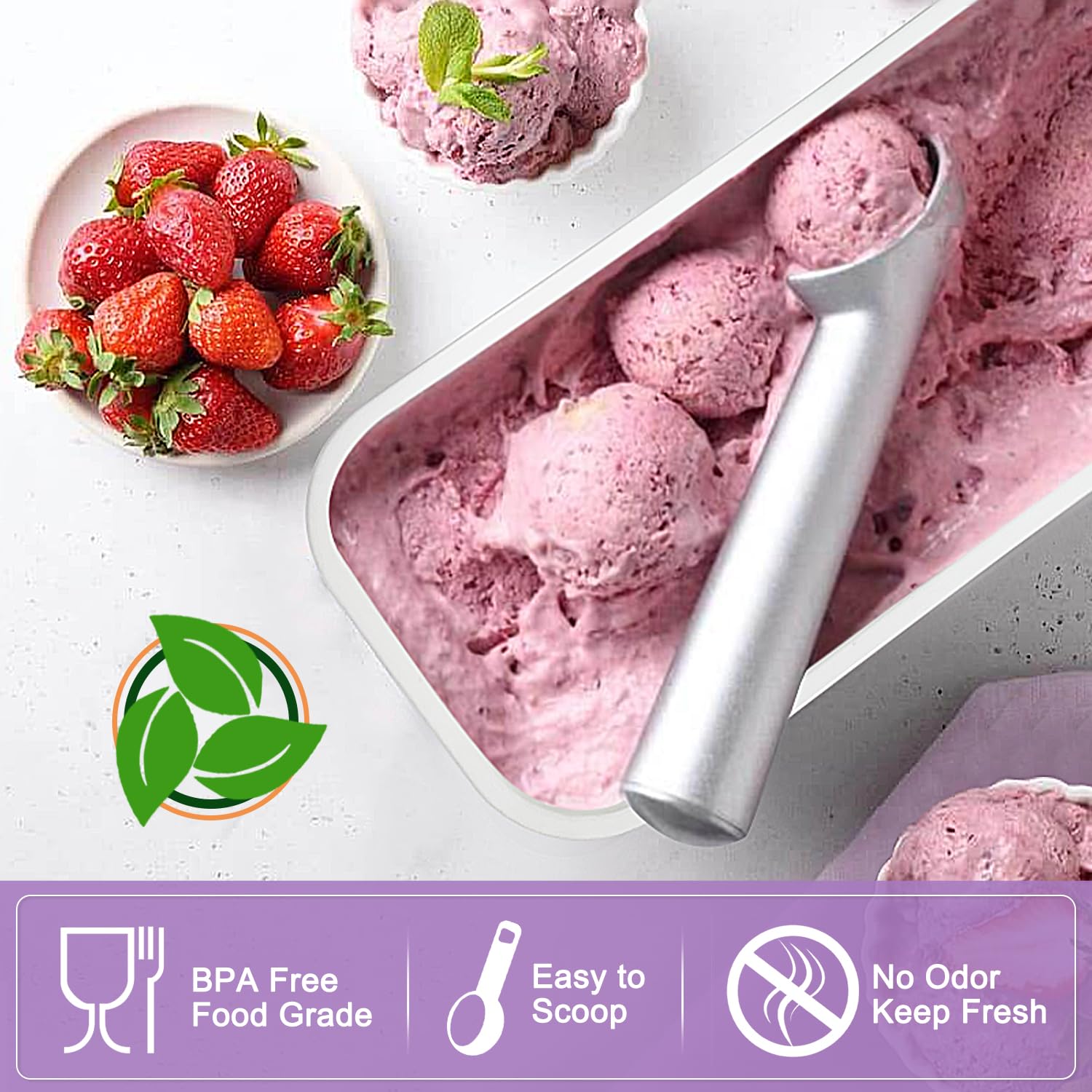 Foto 4 pulgar | Envases Para Helados Walfos De Silicona De 1,5 L Y 250 Ml, Color Morado - Venta Internacional.