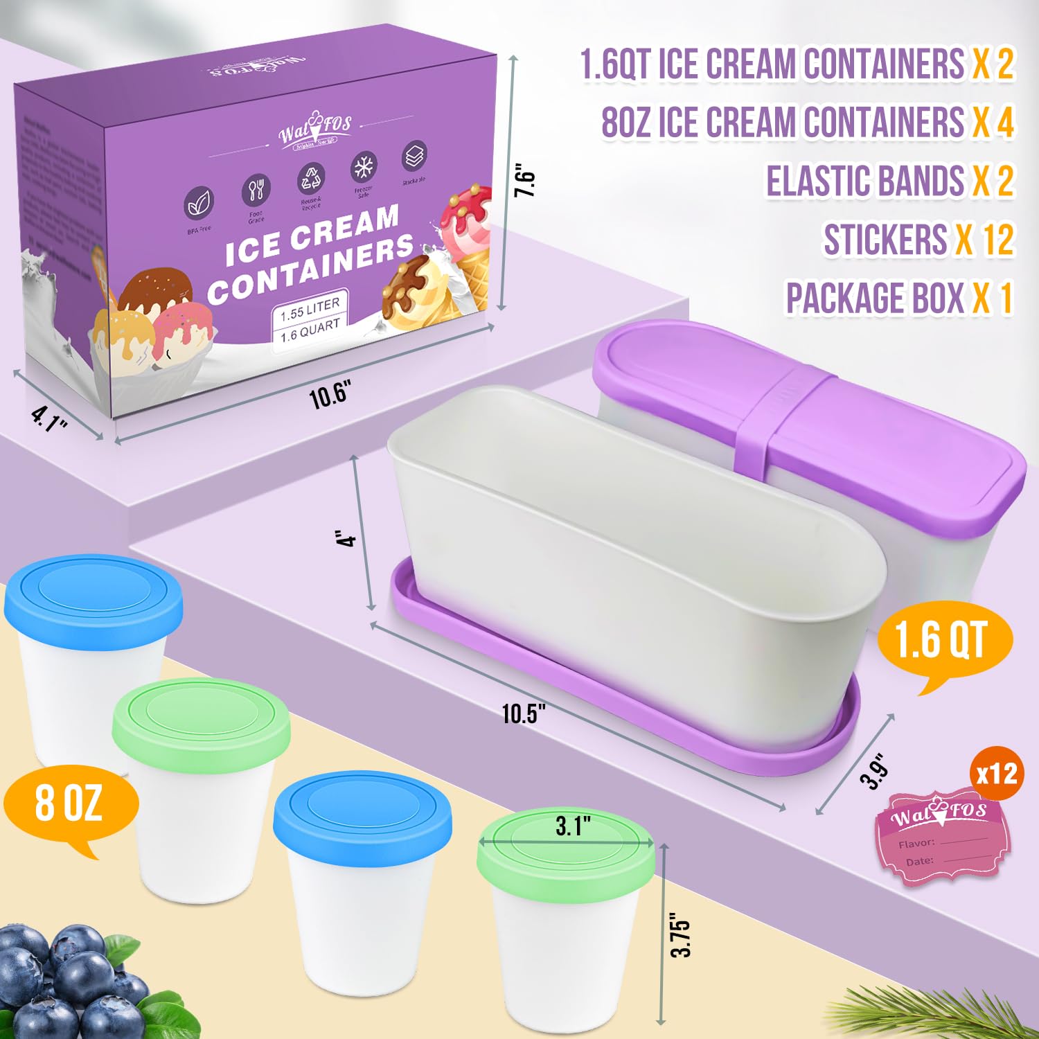 Foto 5 pulgar | Envases Para Helados Walfos De Silicona De 1,5 L Y 250 Ml, Color Morado - Venta Internacional.