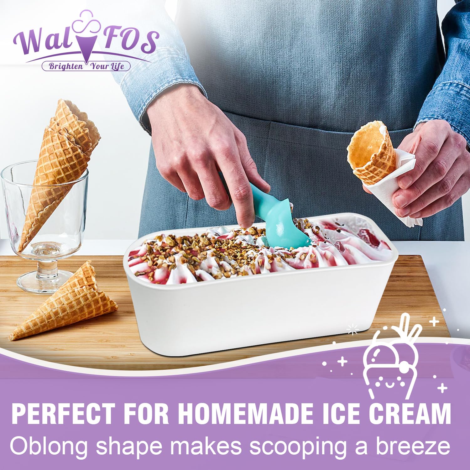 Foto 6 pulgar | Envases Para Helados Walfos De Silicona De 1,5 L Y 250 Ml, Color Morado - Venta Internacional.