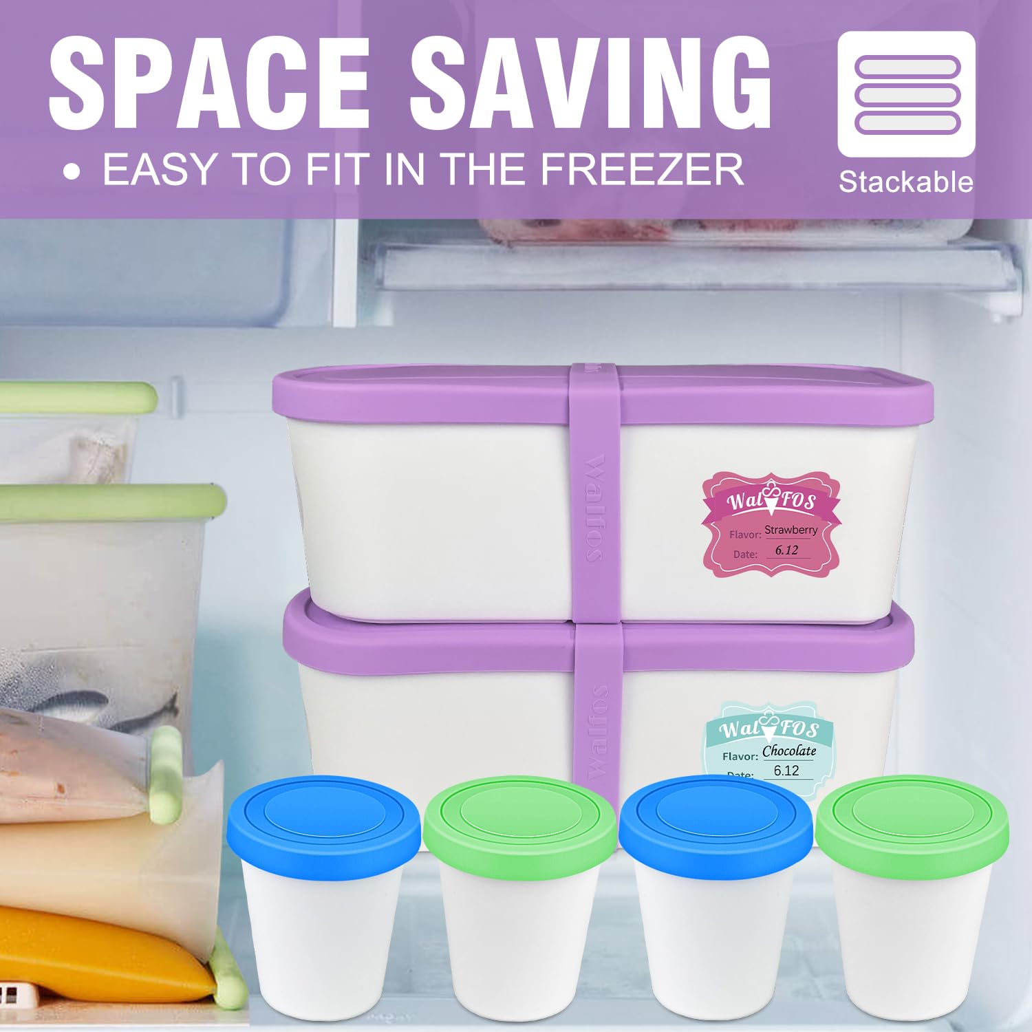 Foto 7 pulgar | Envases Para Helados Walfos De Silicona De 1,5 L Y 250 Ml, Color Morado - Venta Internacional.