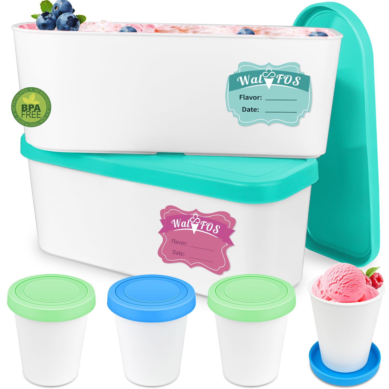 Foto 2 pulgar | Set De Recipientes Para Helado Walfos De 1,5 L Y 240 Ml Con Tapa De Silicona - Venta Internacional.