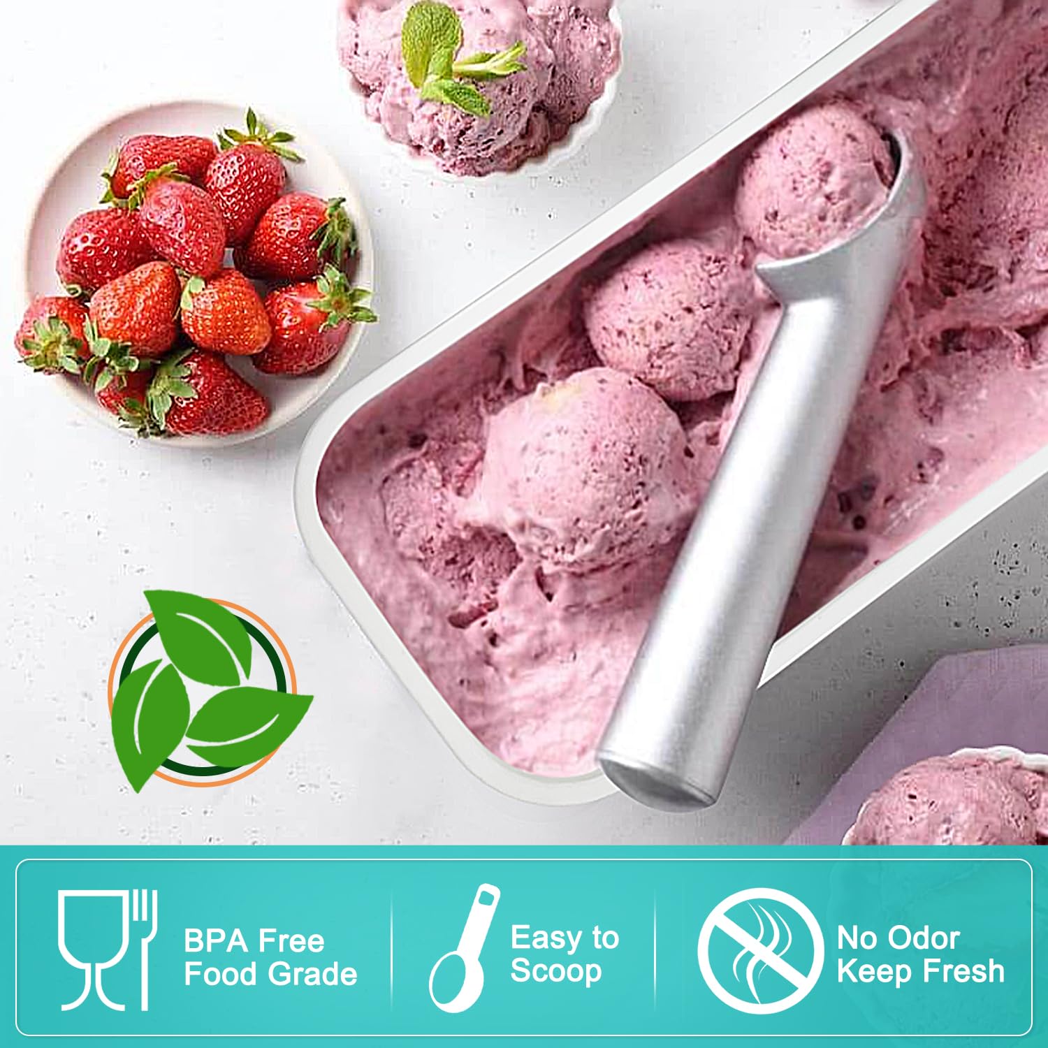 Foto 4 pulgar | Set De Recipientes Para Helado Walfos De 1,5 L Y 240 Ml Con Tapa De Silicona - Venta Internacional.