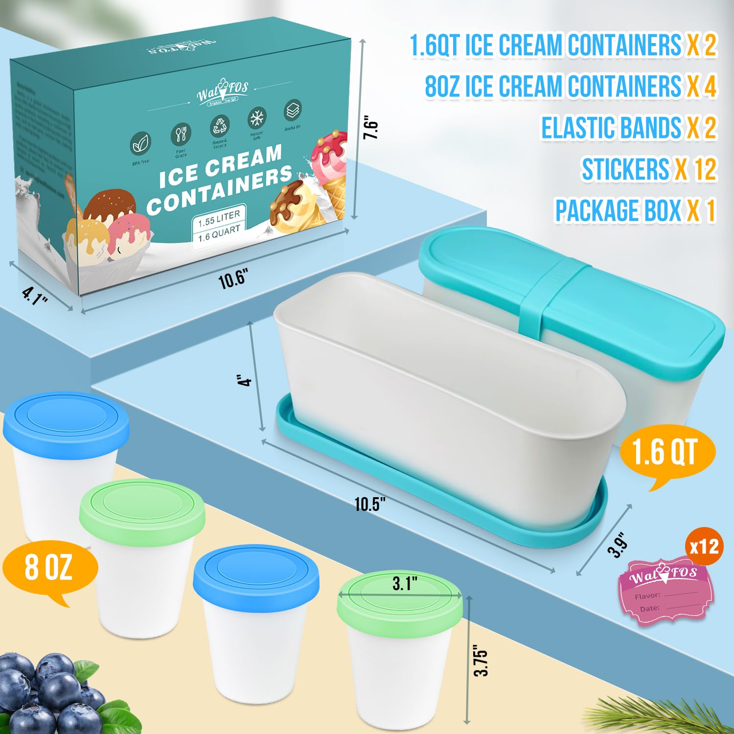 Foto 5 pulgar | Set De Recipientes Para Helado Walfos De 1,5 L Y 240 Ml Con Tapa De Silicona - Venta Internacional.