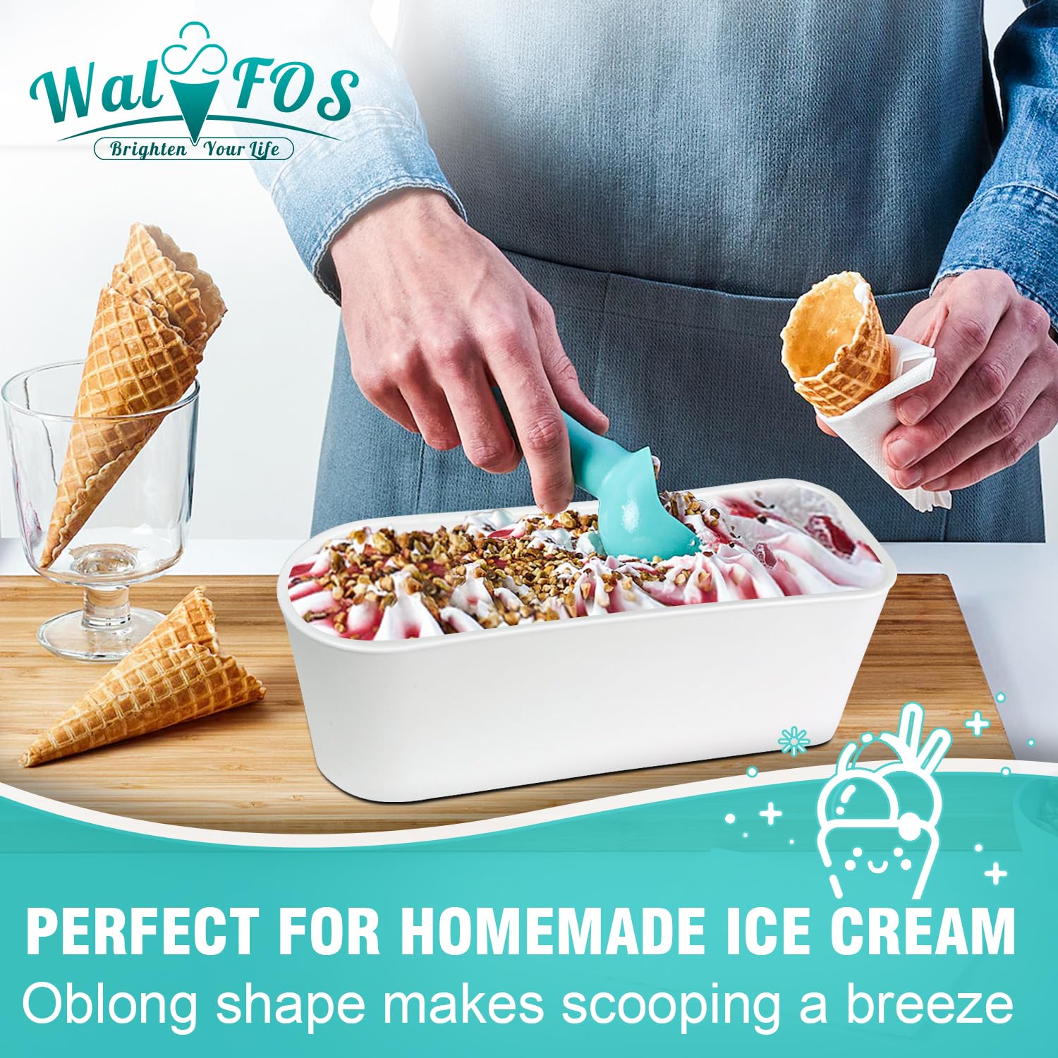 Foto 6 pulgar | Set De Recipientes Para Helado Walfos De 1,5 L Y 240 Ml Con Tapa De Silicona - Venta Internacional.