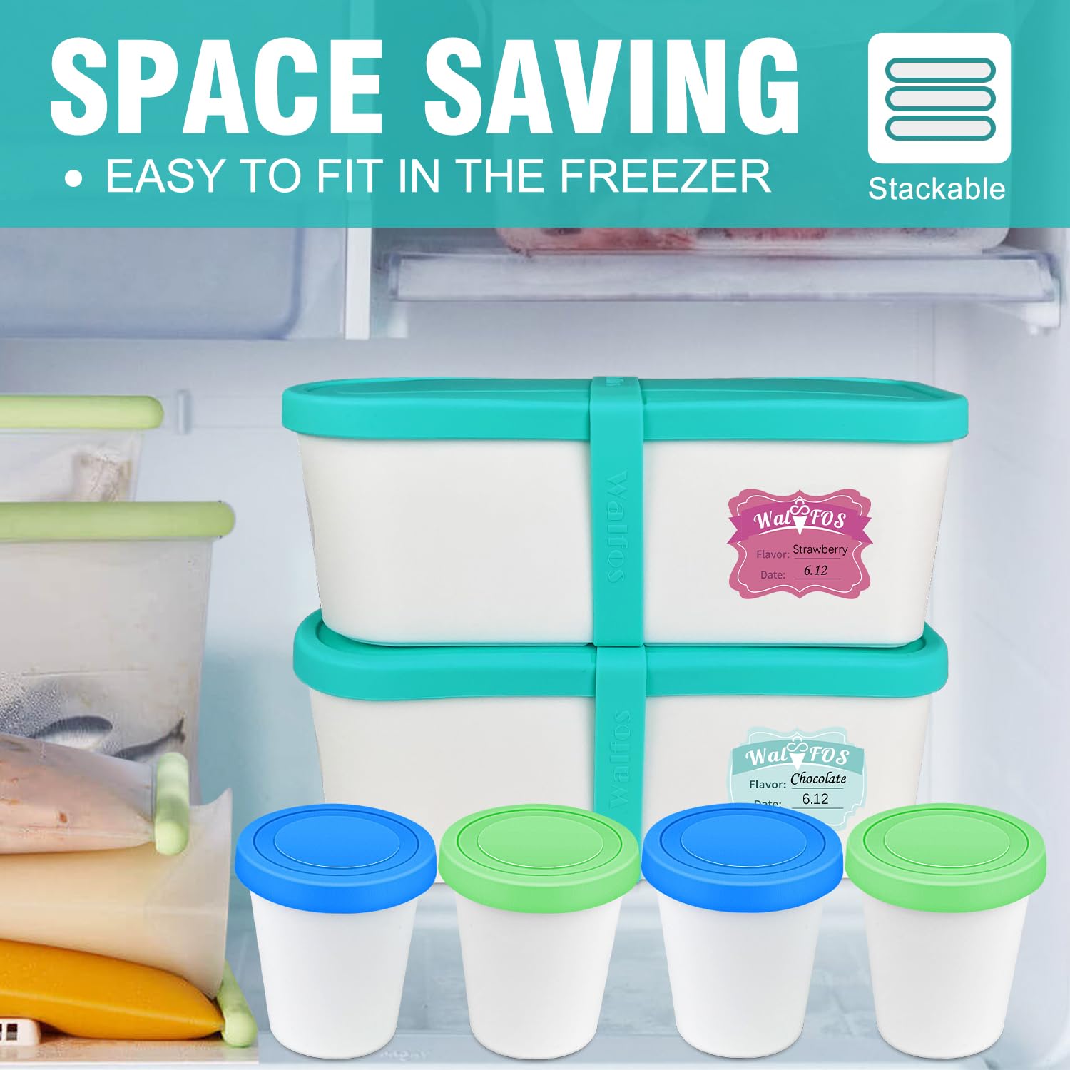 Foto 7 pulgar | Set De Recipientes Para Helado Walfos De 1,5 L Y 240 Ml Con Tapa De Silicona - Venta Internacional.