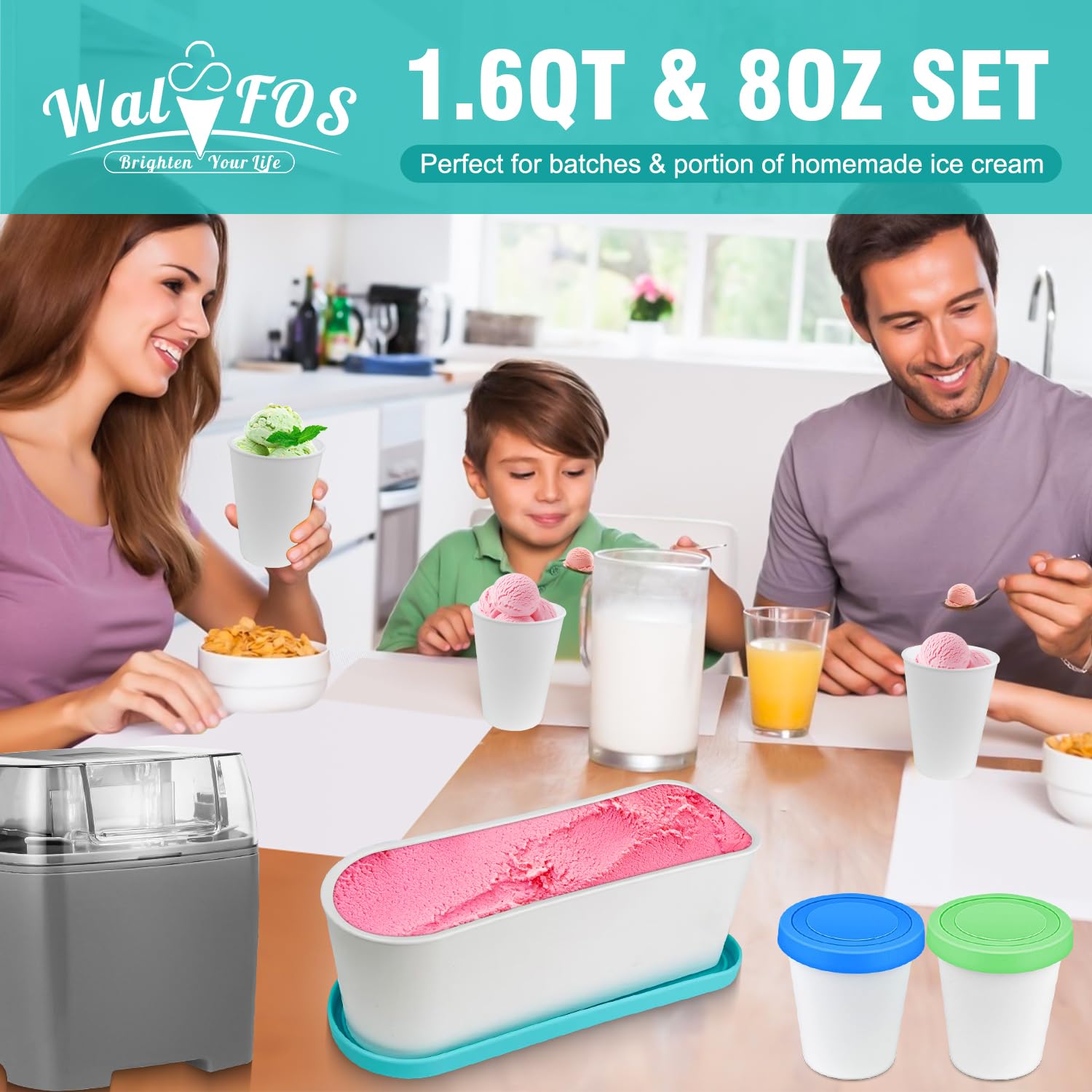 Foto 8 pulgar | Set De Recipientes Para Helado Walfos De 1,5 L Y 240 Ml Con Tapa De Silicona - Venta Internacional.
