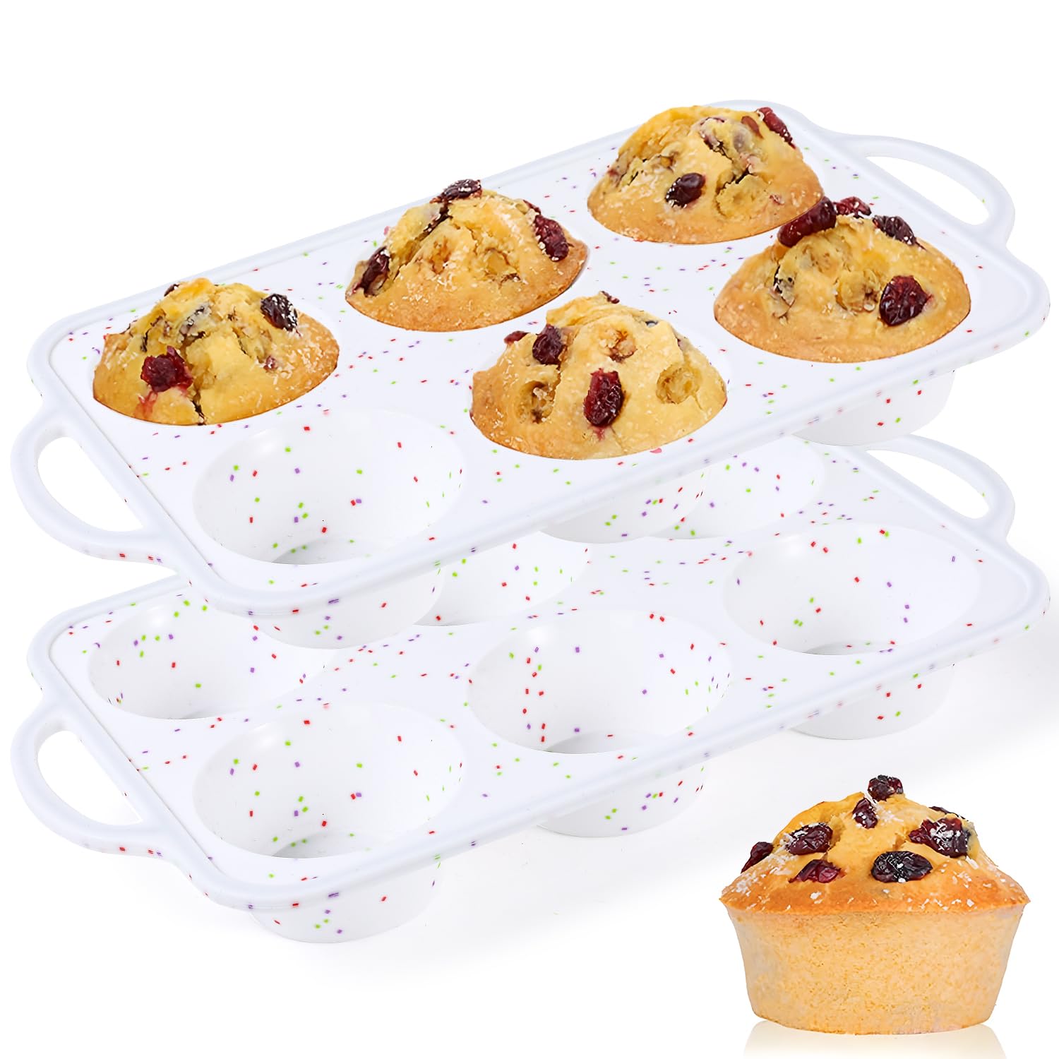 Molde Grande para Cupcakes Caketime 6 Espacios Antiadherente Silicona Gigante Paquete de 2 - Venta Internacional