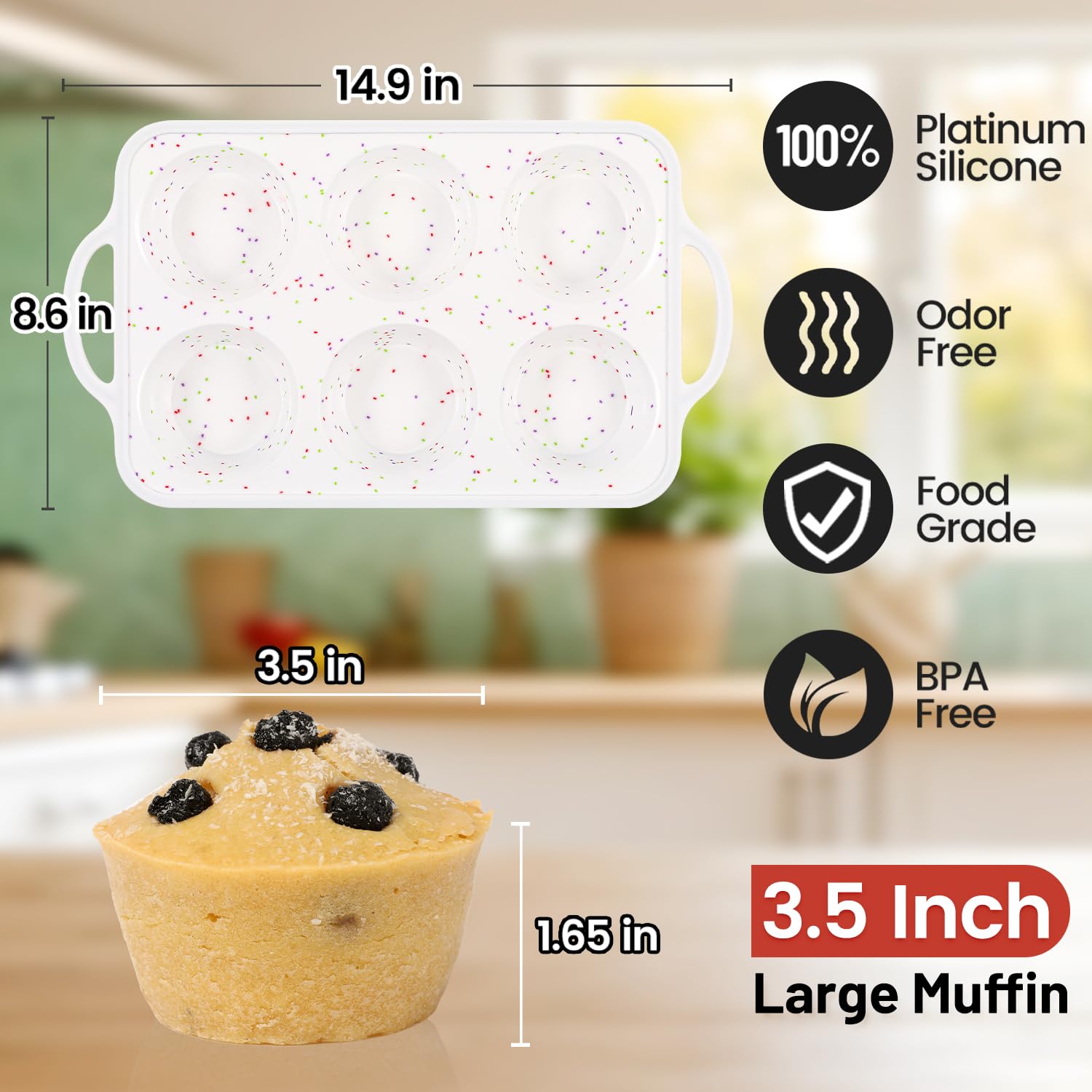Foto 4 pulgar | Molde Grande para Cupcakes Caketime 6 Espacios Antiadherente Silicona Gigante Paquete de 2 - Venta Internacional