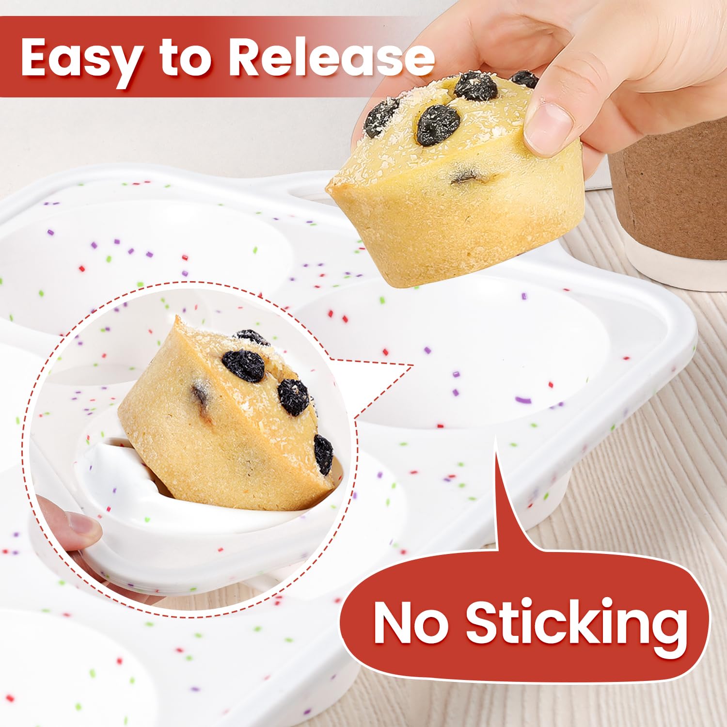 Foto 5 pulgar | Molde Grande para Cupcakes Caketime 6 Espacios Antiadherente Silicona Gigante Paquete de 2 - Venta Internacional