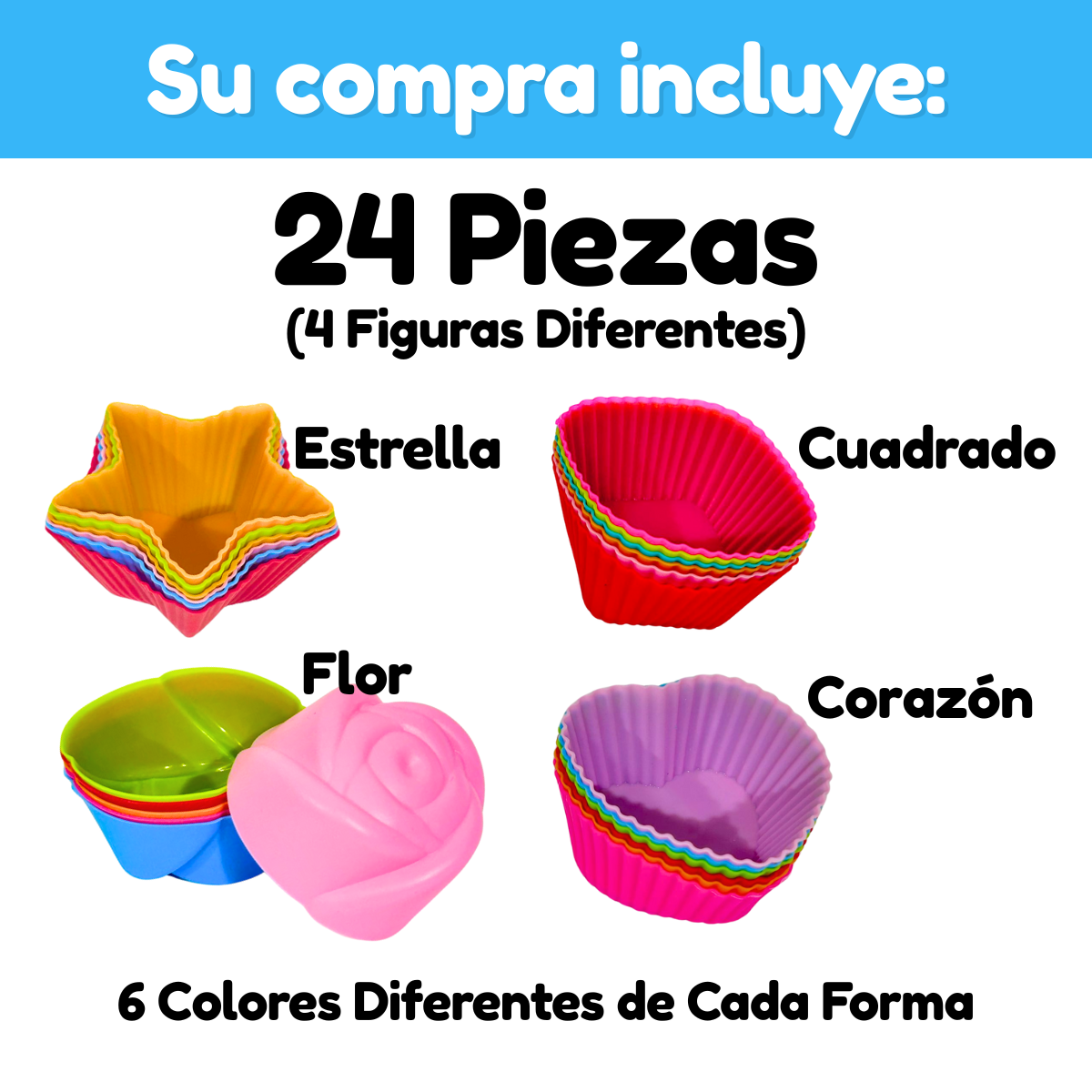 Foto 3 pulgar | Moldes de Silicona para Hornear 24 Piezas