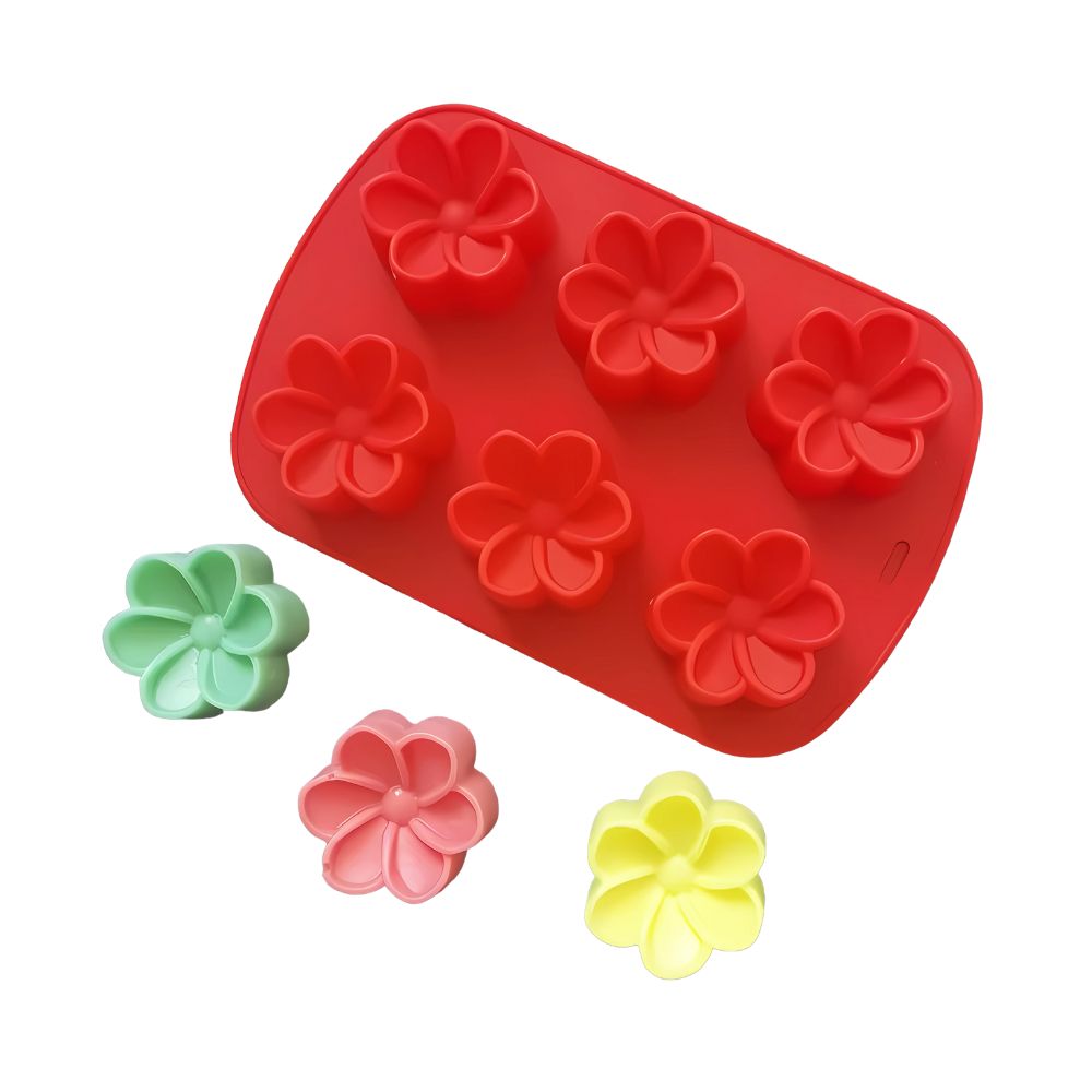 Molde Para Hornear Flores 6 Cavidades De Silicón Libre De Bpa