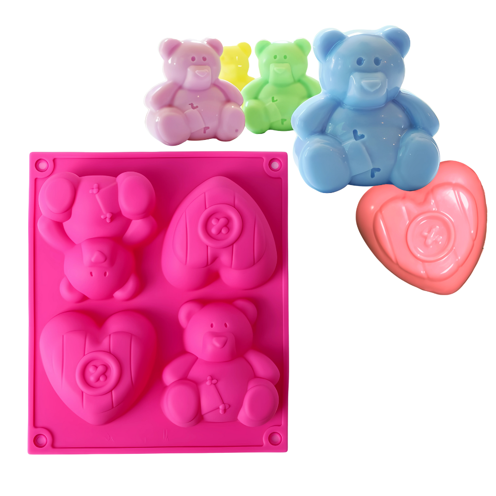 Foto 2 pulgar | Molde Para Muffin De Oso Y Corazones, Molde De Silicón Libre De Bpa