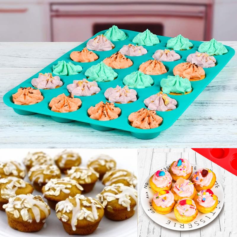 Foto 5 pulgar | Set Para Hornear Jewoster Mini Muffin & Cupcake, 24 Tazas De Silicona - Venta Internacional.