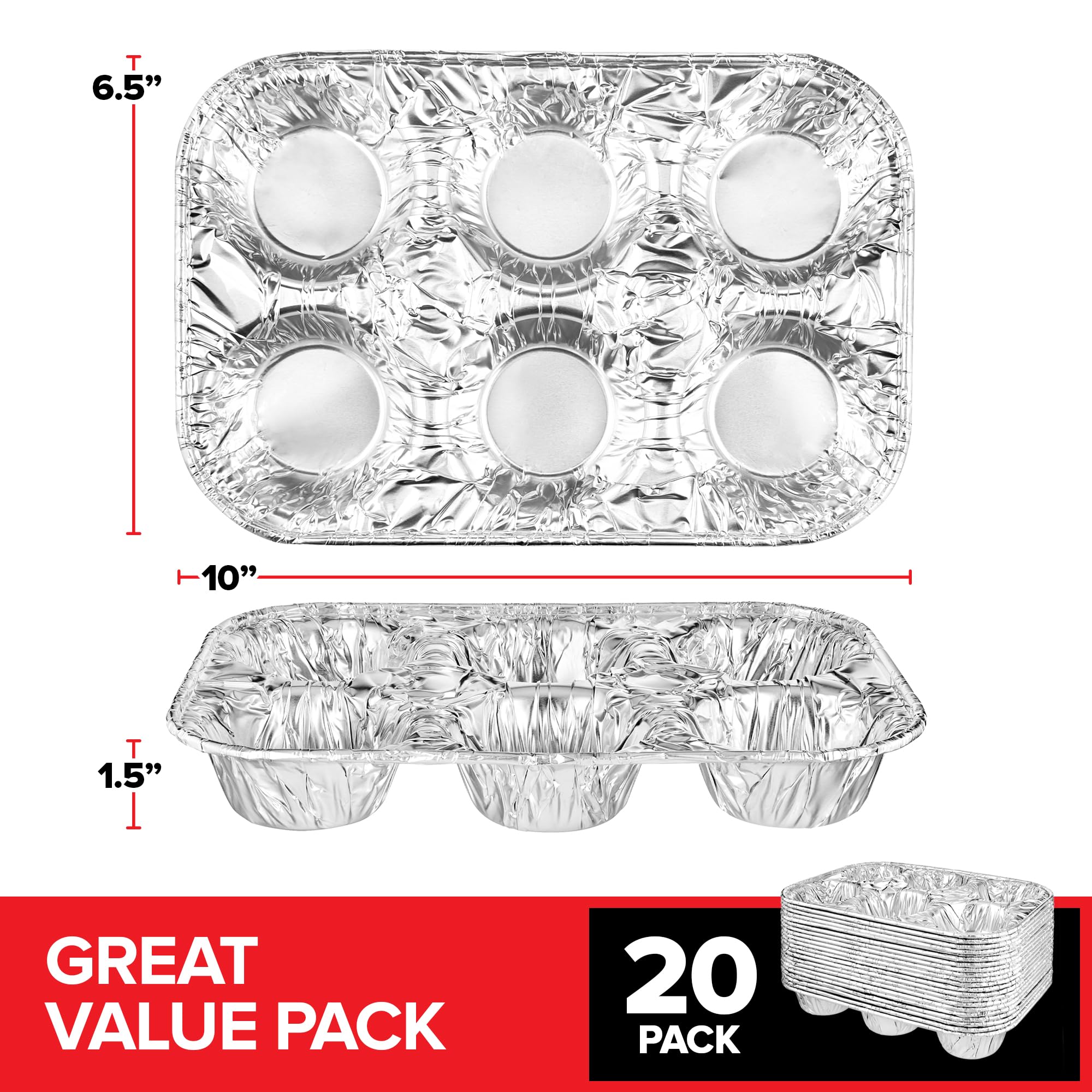 Foto 2 | Moldes Desechables Para Magdalenas Stock Your Home, 6 Tazas (20 Unidades) - Venta Internacional.