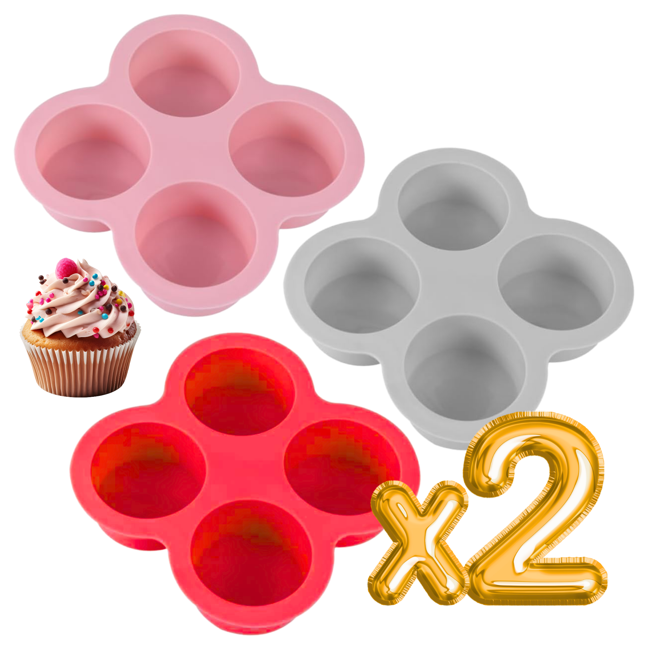 Foto 2 pulgar | Duo Molde Silicona Cocina Desayuno Freidora Aire Cupcake 2pz
